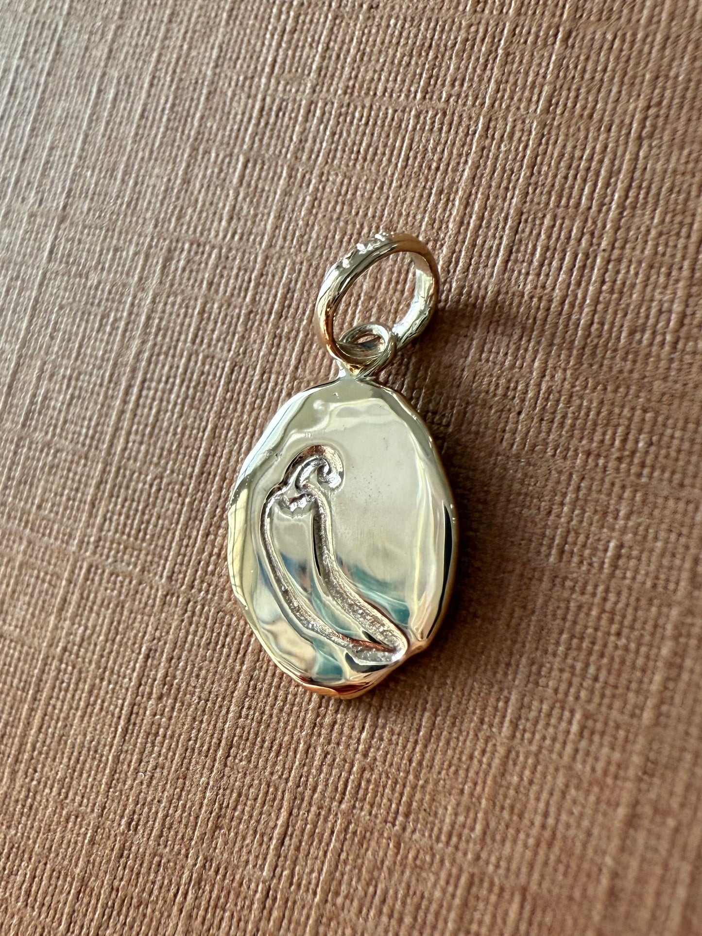 14K Solid Yellow Gold Nugget “Chili Pepper” Mini Pendant, Tiny Charm