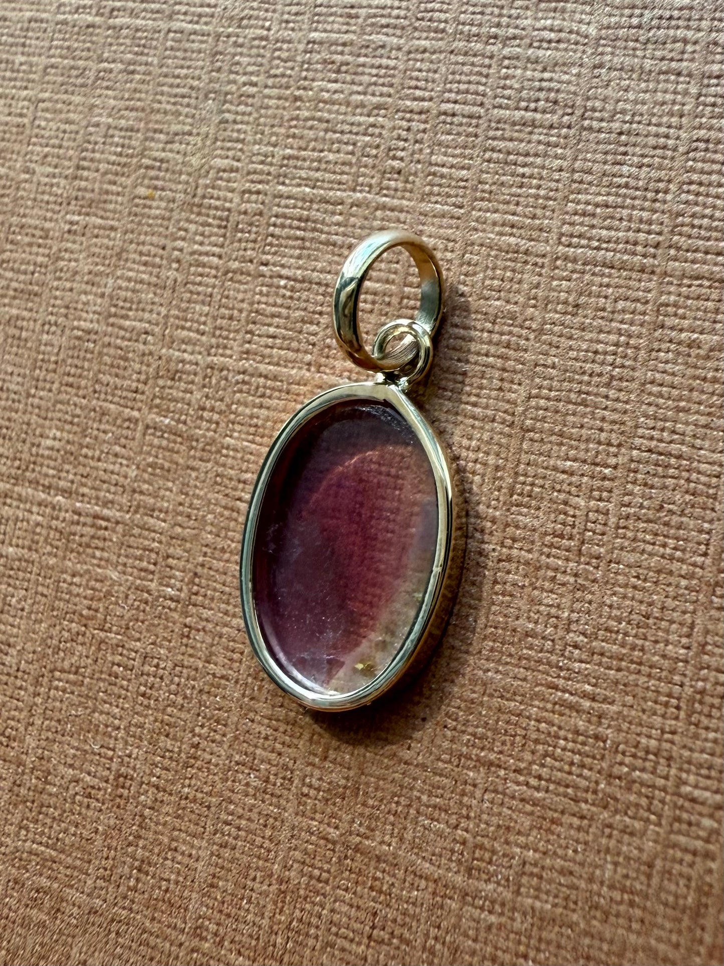 14k Solid Yellow Gold, Natural Pink Tourmaline Mini Pendant