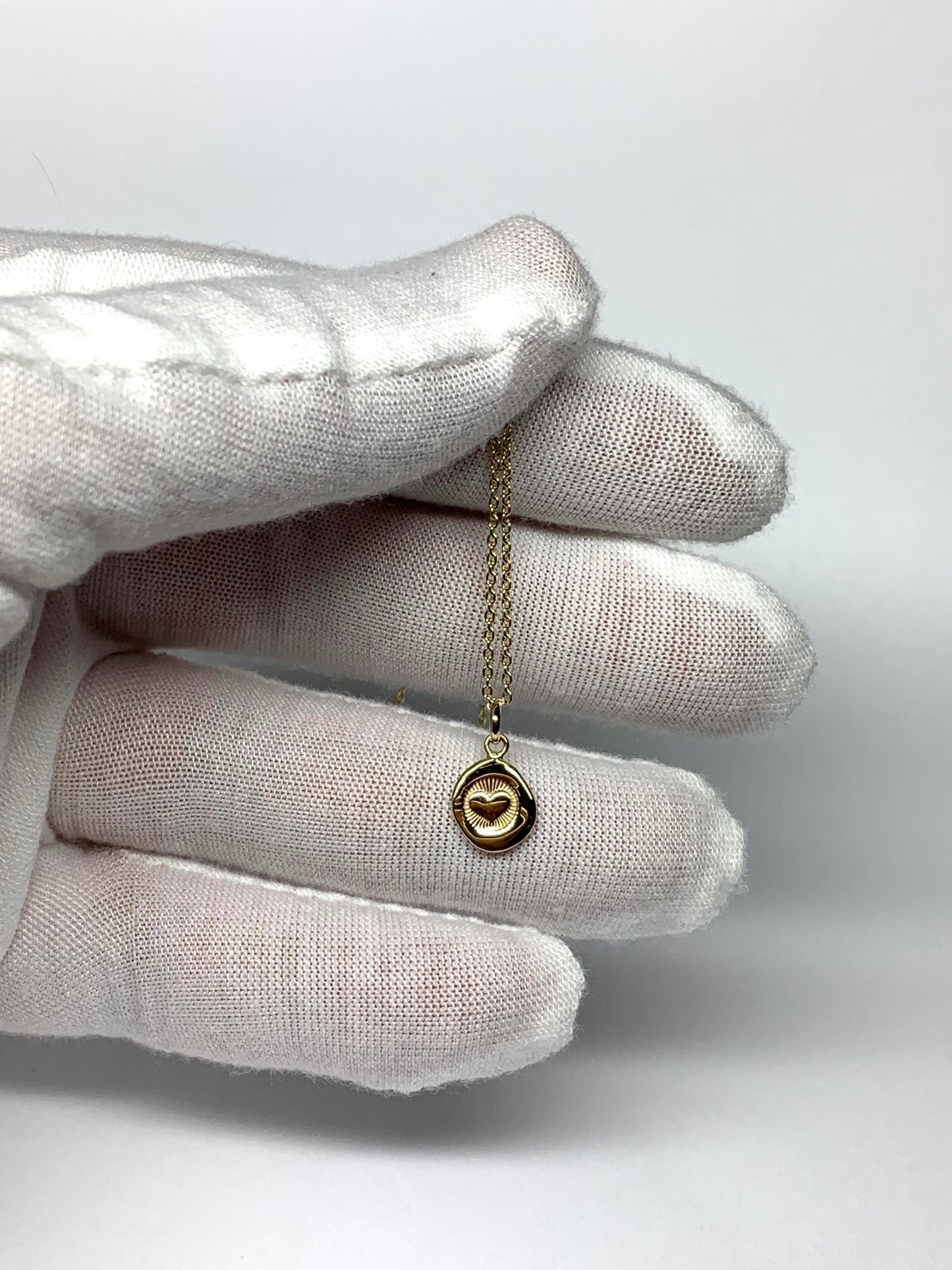 14K Solid Yellow Gold Nugget “Heart” Mini Pendant, Tiny Charm