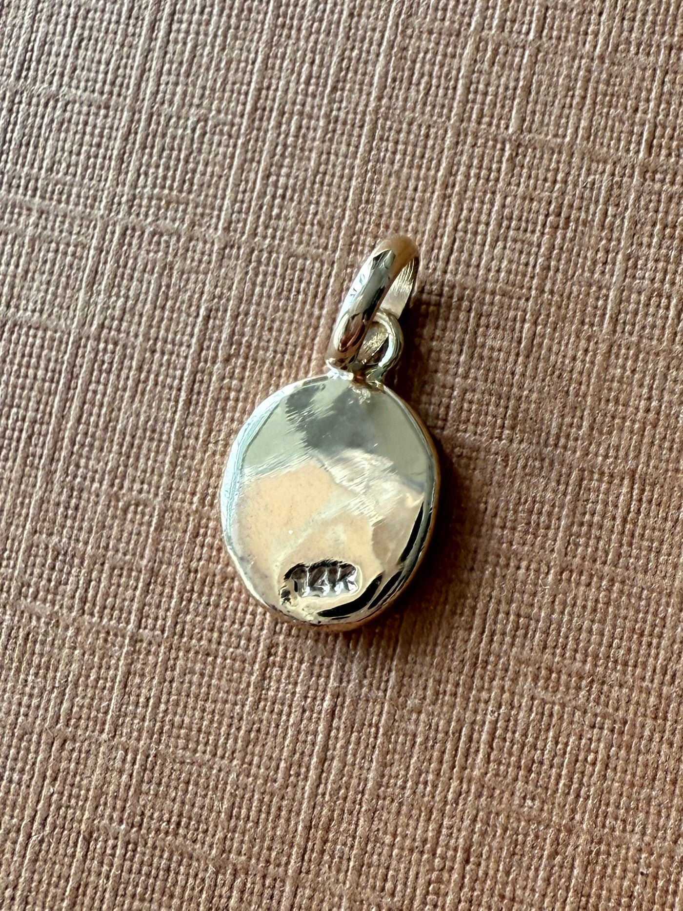 14K Solid Yellow Gold Nugget “Paw” Mini Pendant, Tiny Charm