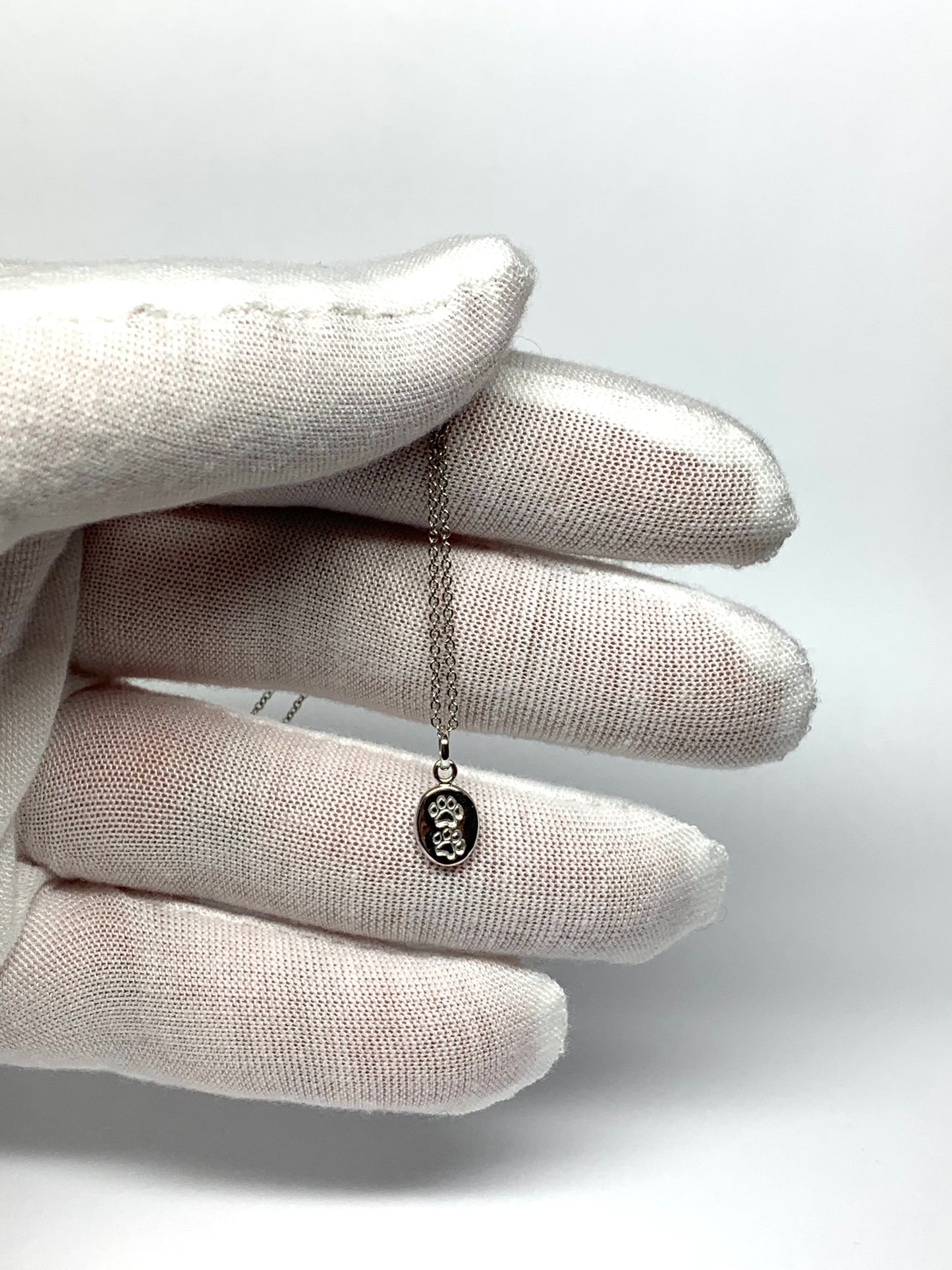 14K Solid White Gold Nugget “Paw” Mini Pendant, Charm