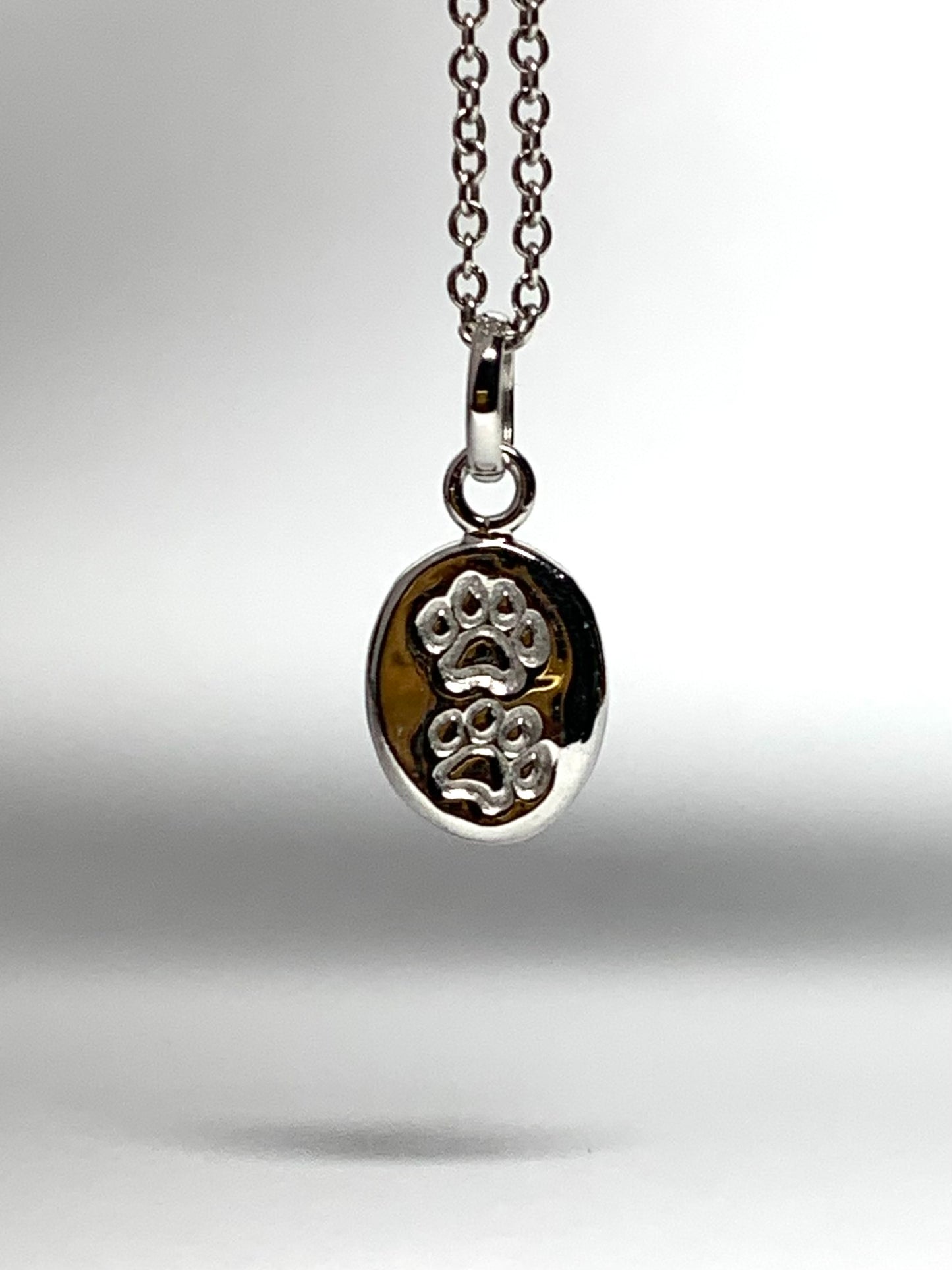 14K Solid White Gold Nugget “Paw” Mini Pendant, Charm