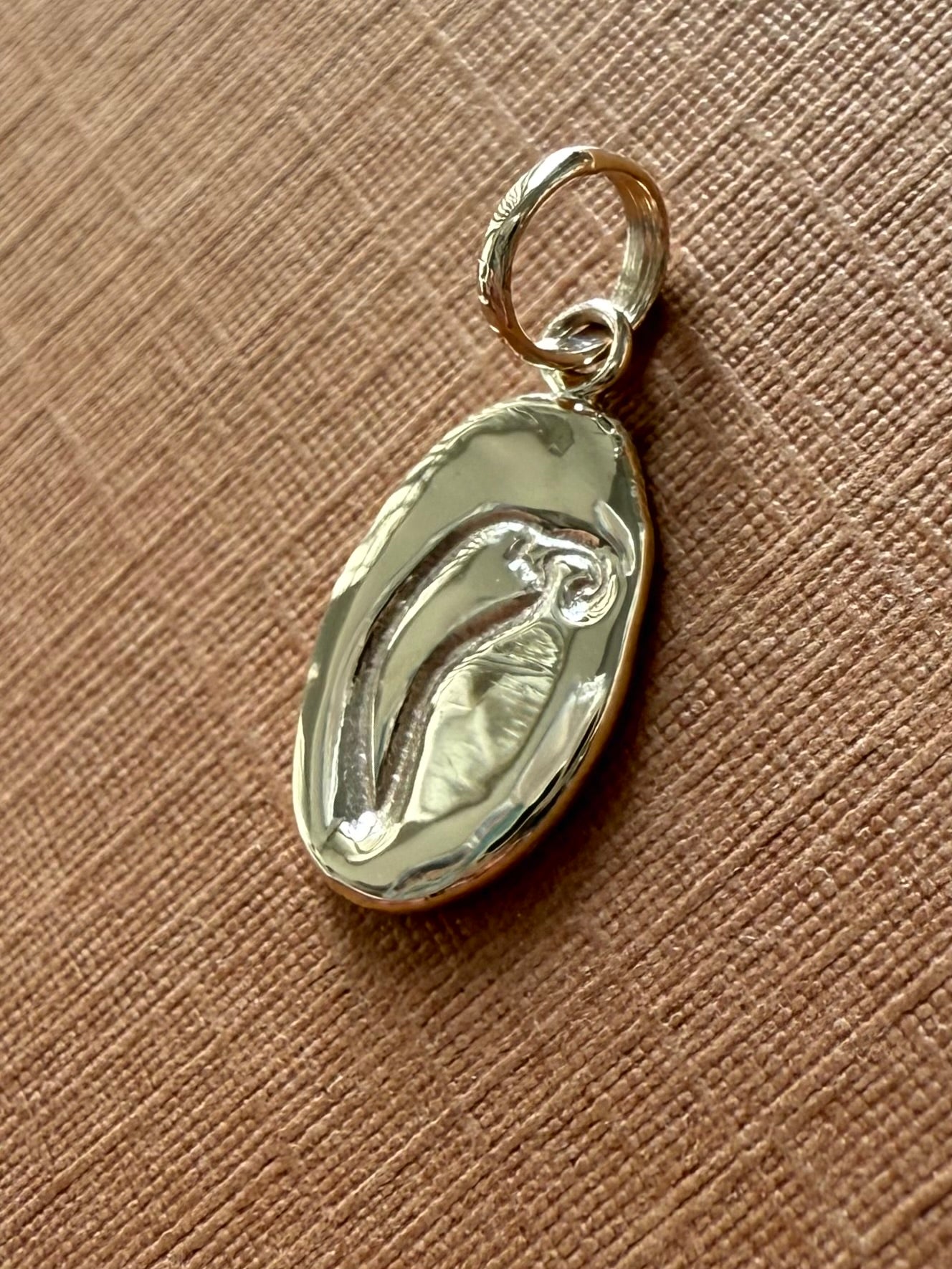 14K Solid Yellow Gold Nugget “Chili Pepper” Mini Pendant, Tiny Charm