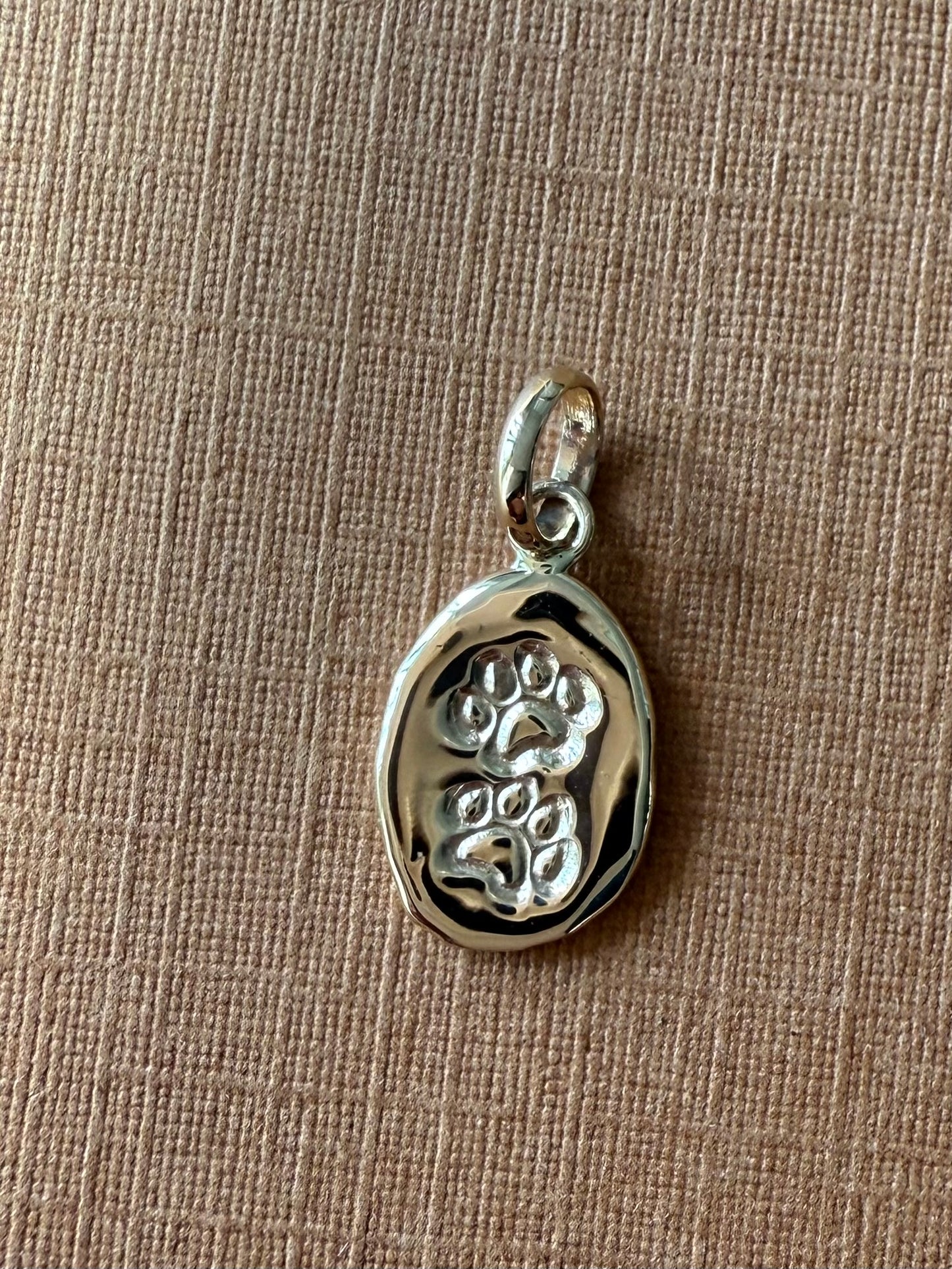 14K Solid Yellow Gold Nugget “Paws” Mini Pendant, Tiny Charm