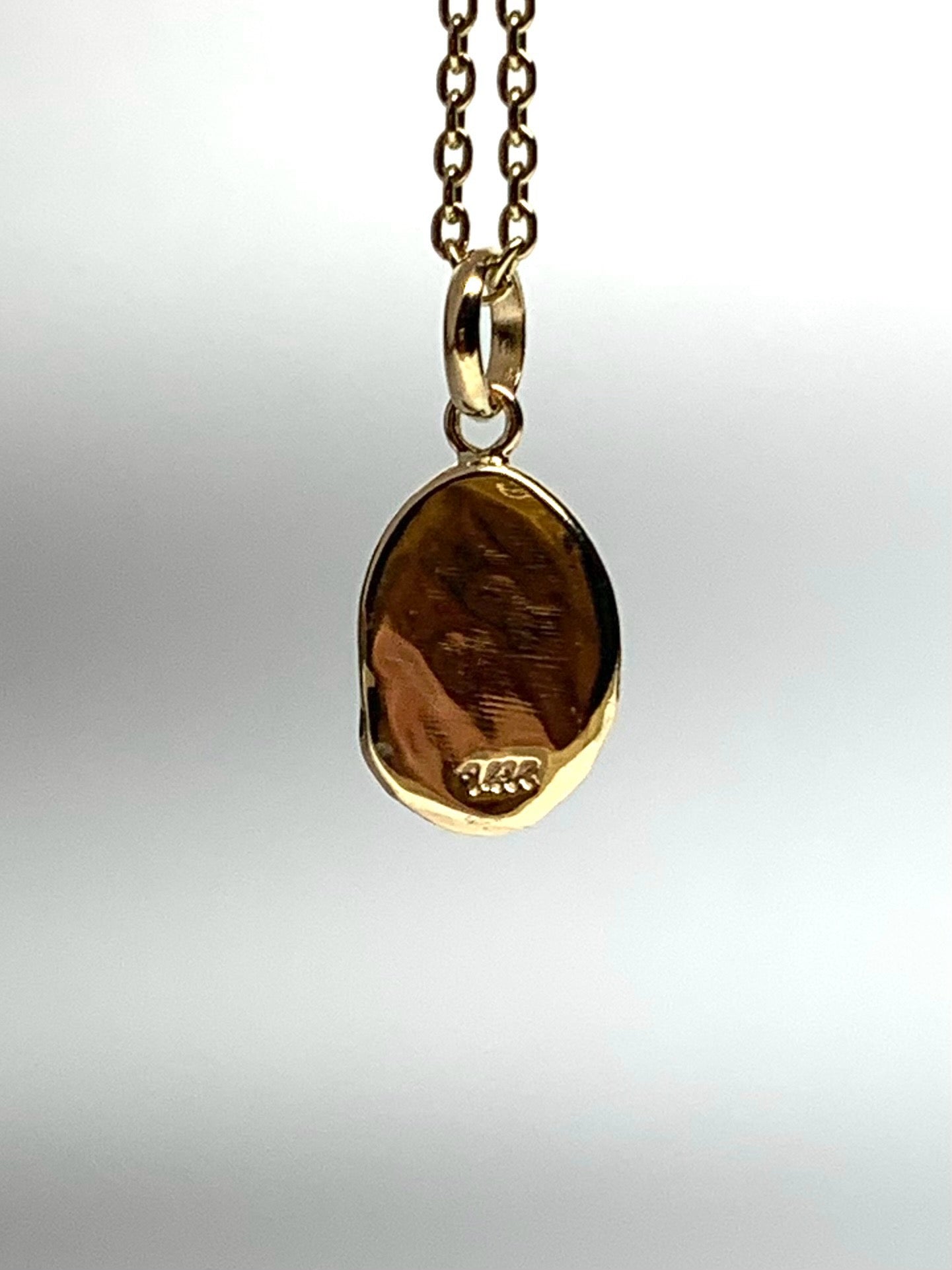 14K Solid Yellow Gold Nugget “Ginkgo” Mini Pendant, Tiny Charm