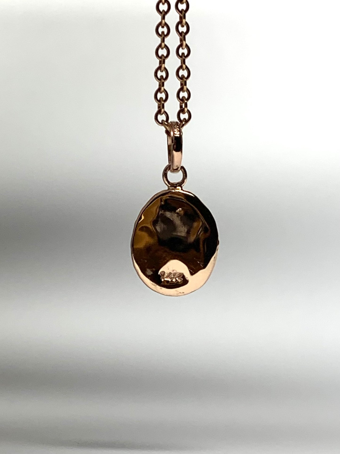 14K Solid Rose Gold Nugget “Compass” Mini Pendant, Charm