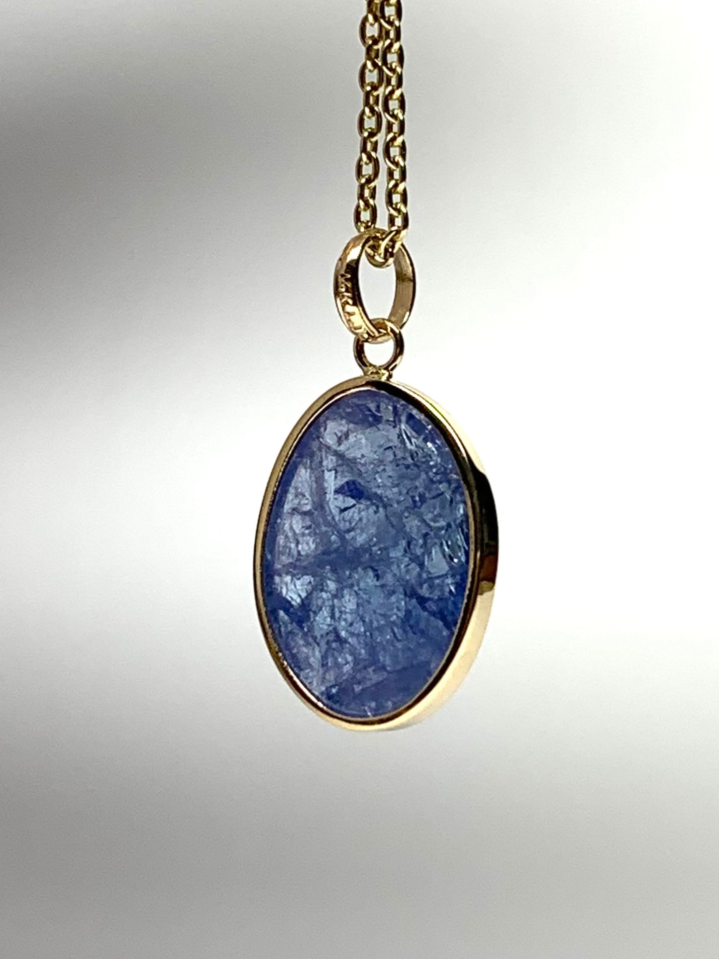 14k Solid Yellow Gold, Blue Tanzanite Pendant, Small Size