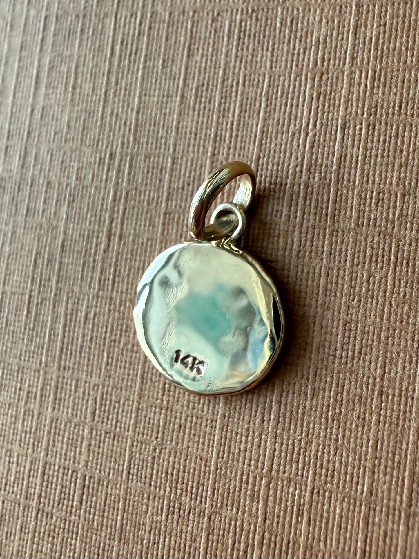 14k Solid Yellow Gold Nugget “Capricorn” Mini Pendant, Tiny Charm