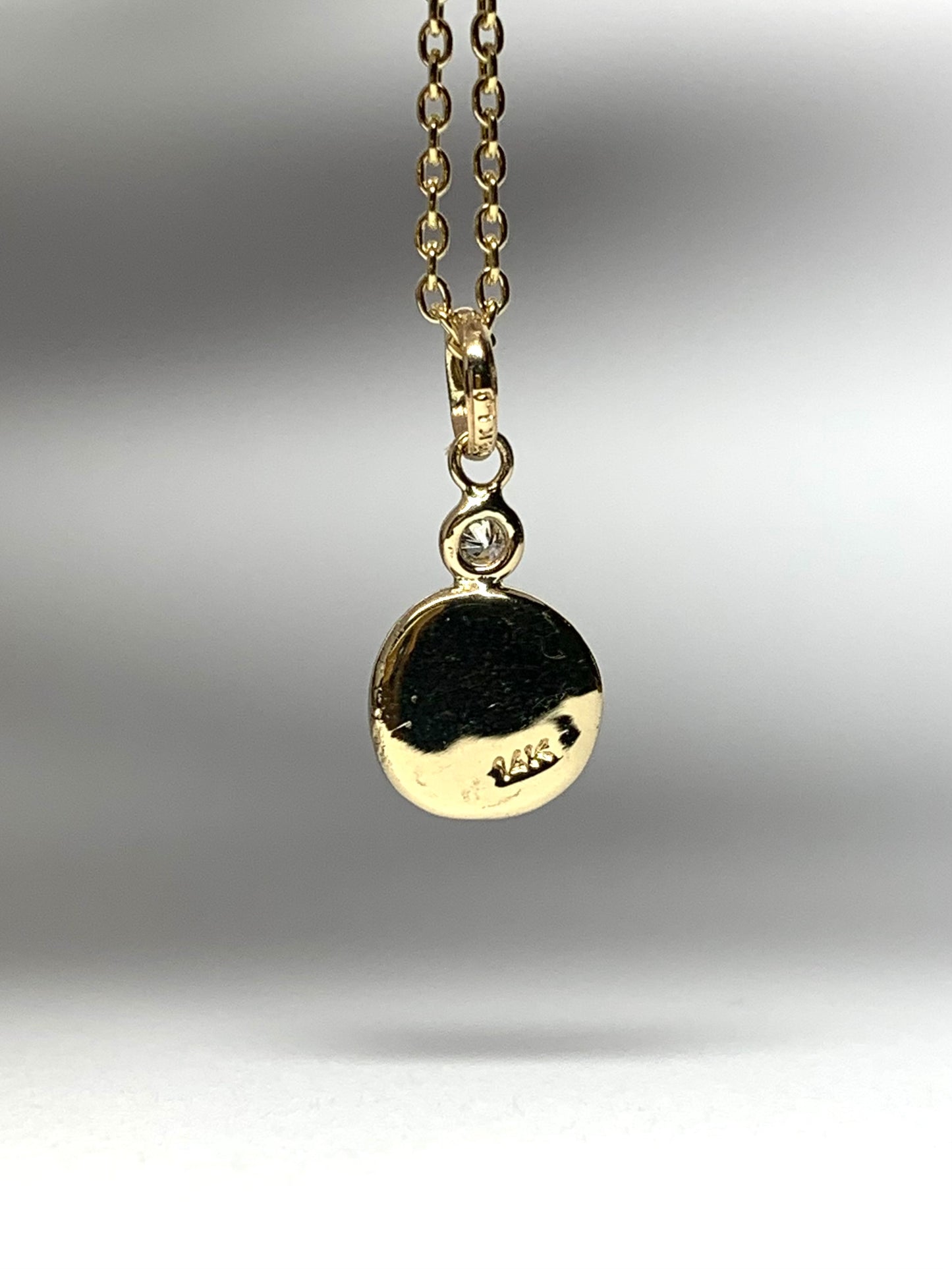 14K Solid Yellow Gold Nugget “Sun”, With Diamond, Mini Pendant, Tiny Charm