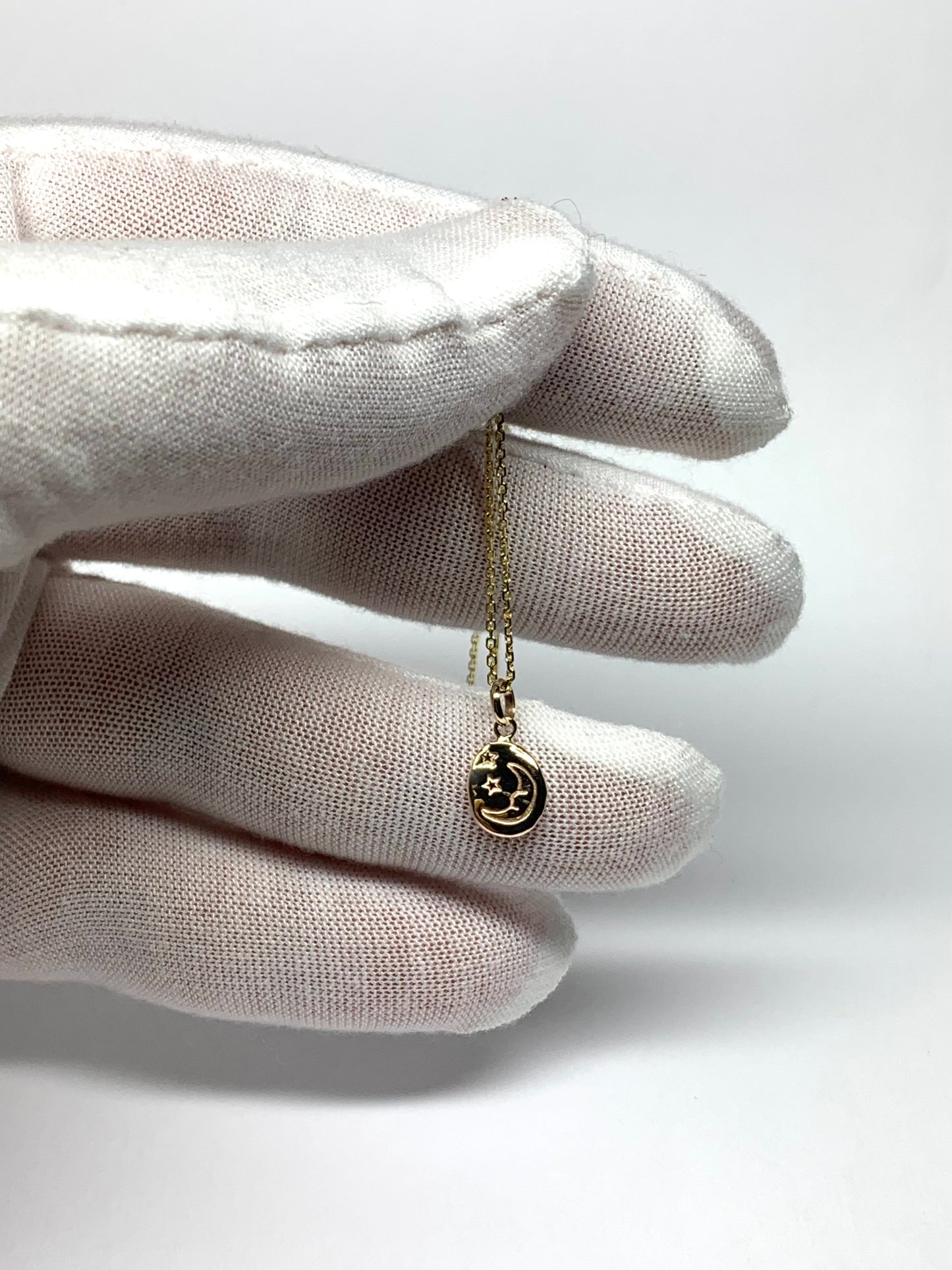 10k Solid Yellow Gold Nugget “Day and Night” Mini Pendant, Double Sided Tiny Charm