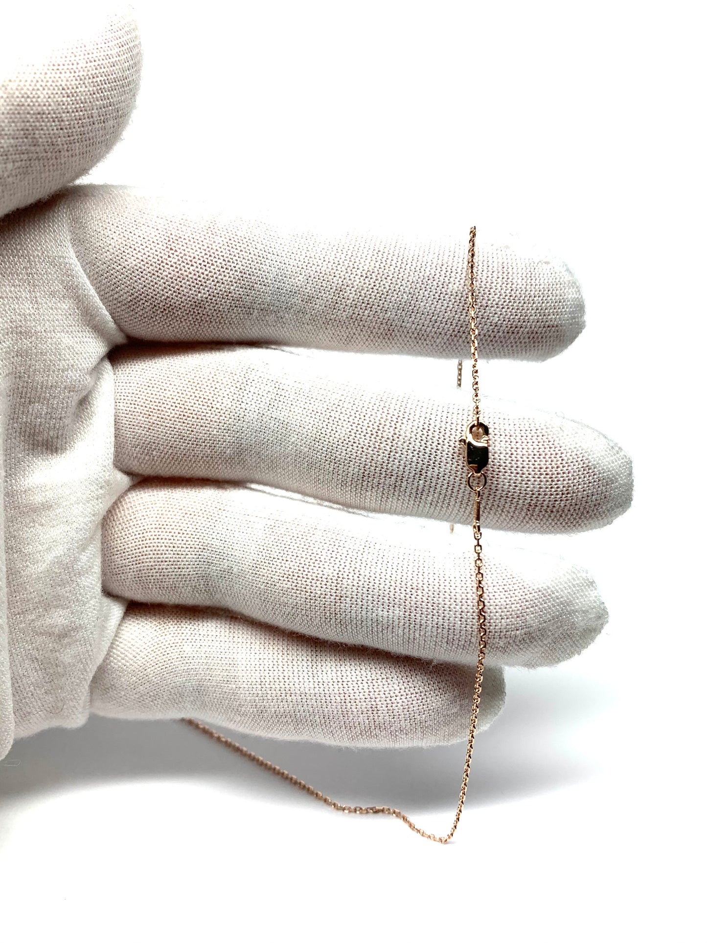 14k Solid Rose Pink Gold Chain, Pendant Chain, Cable Style 18”