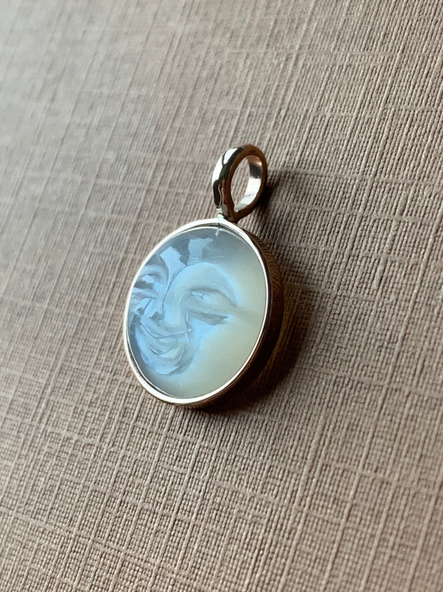 14k Solid Rose Gold, Natural White Moonstone "Moon" Pendant, Small Size