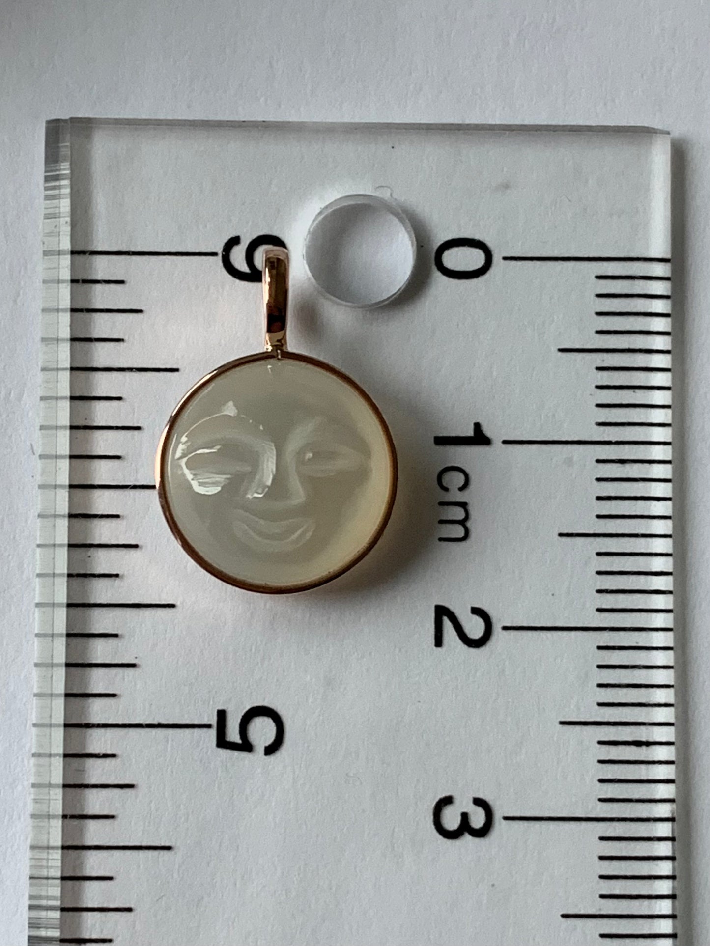 14k Solid Rose Gold, Natural White Moonstone "Moon" Pendant, Small Size