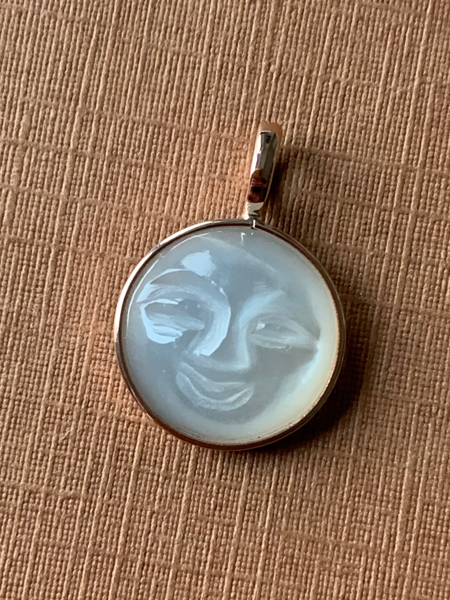 14k Solid Rose Gold, Natural White Moonstone "Moon" Pendant, Small Size