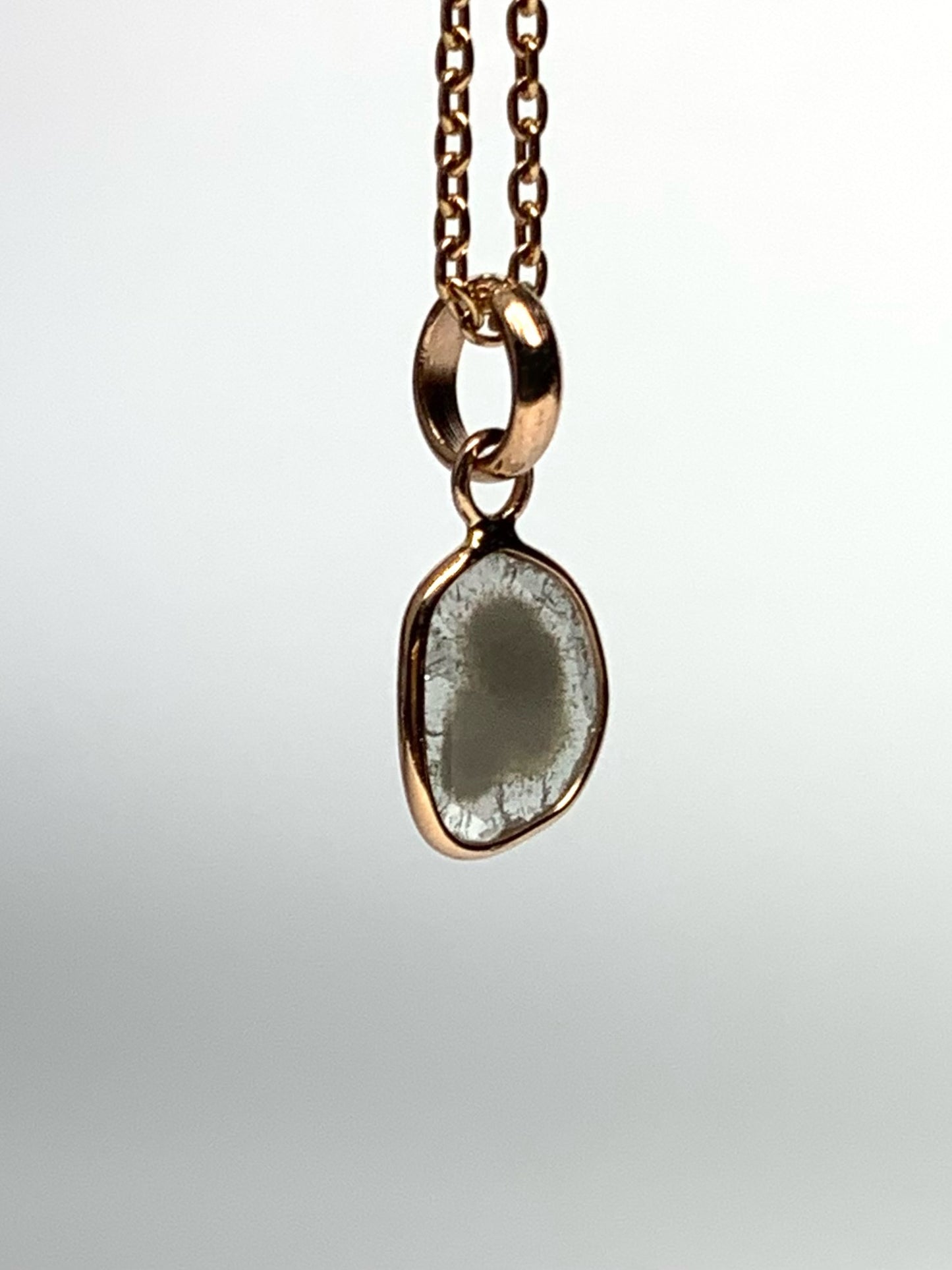 14k Solid Rose Gold, Natural Diamond Slice Mini Pendant