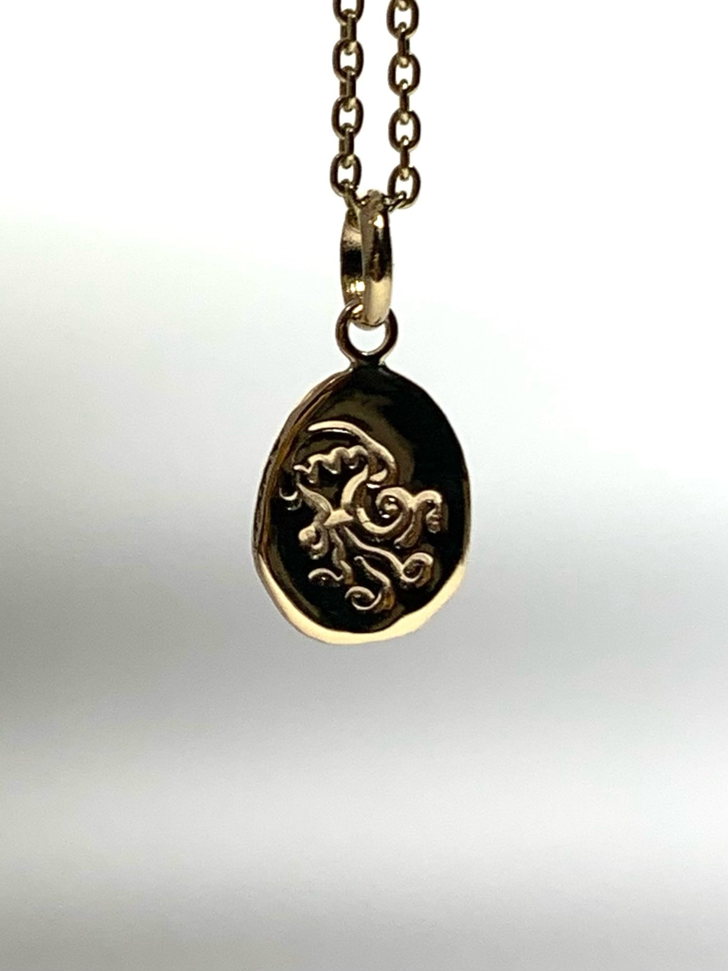 14k Solid Yellow Gold Nugget Mini Pendant “Aquarius”, Charm