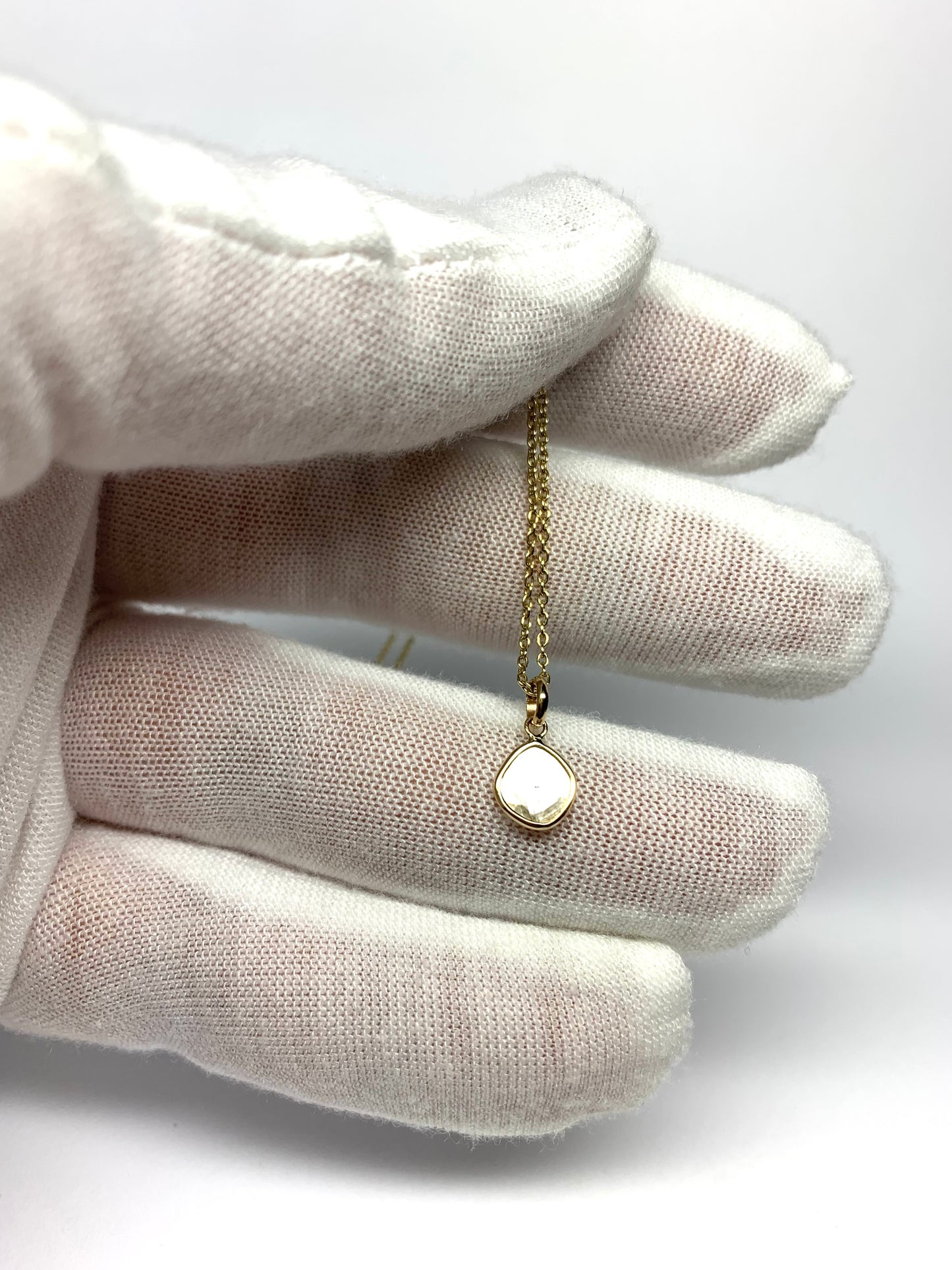 14k Solid Yellow Gold, Natural Diamond Slice Mini Pendant