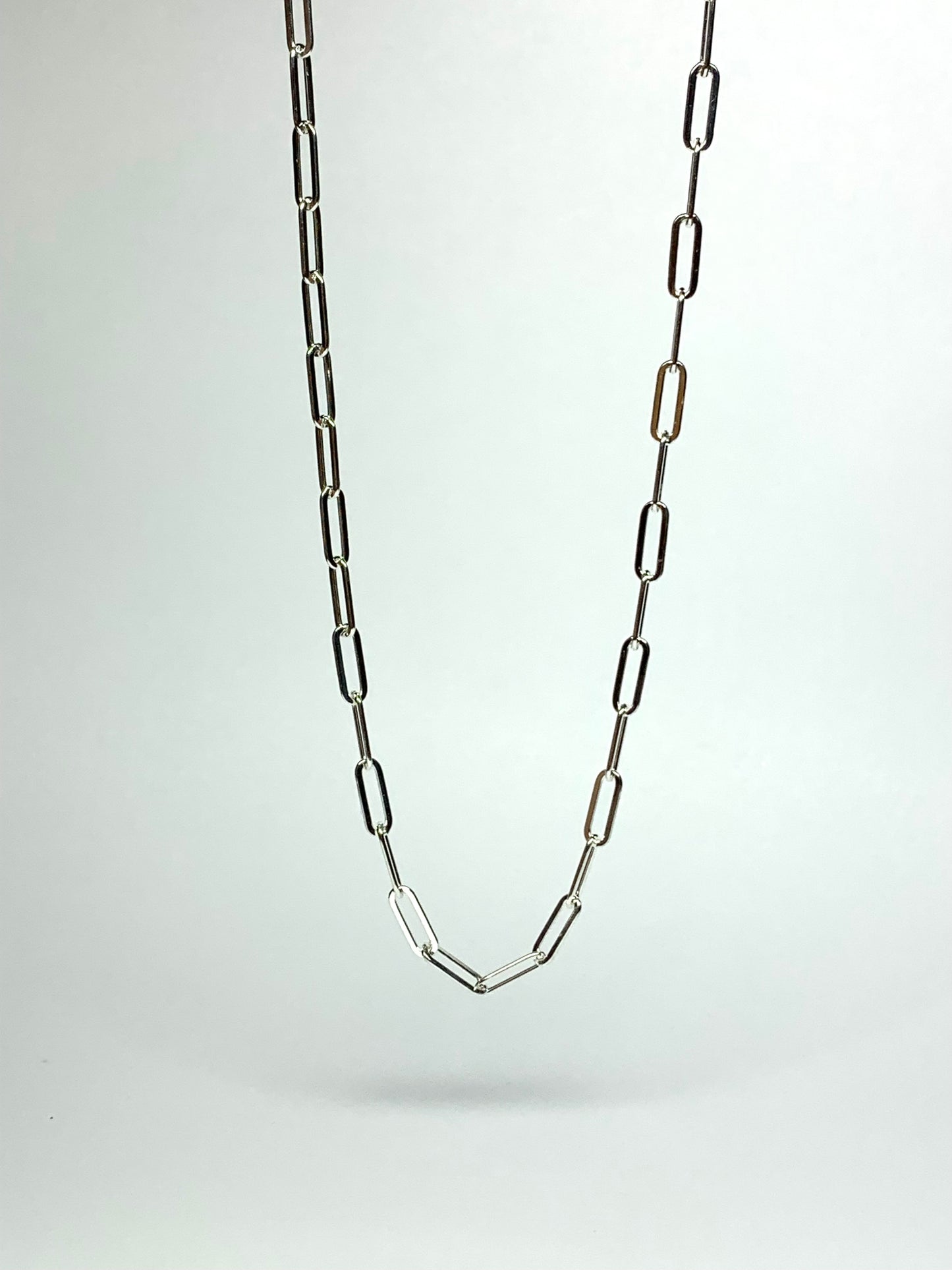 Necklace, Solid 925 Sterling Silver Paperclip Chain