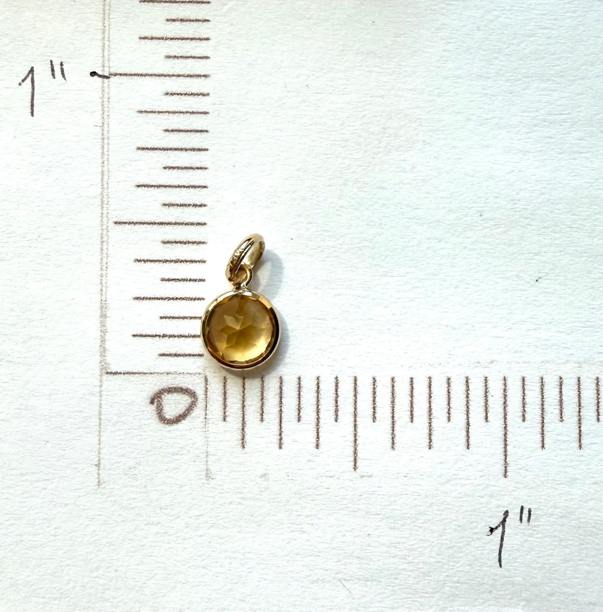 14k Solid Yellow Gold, Citrine Mini Pendant