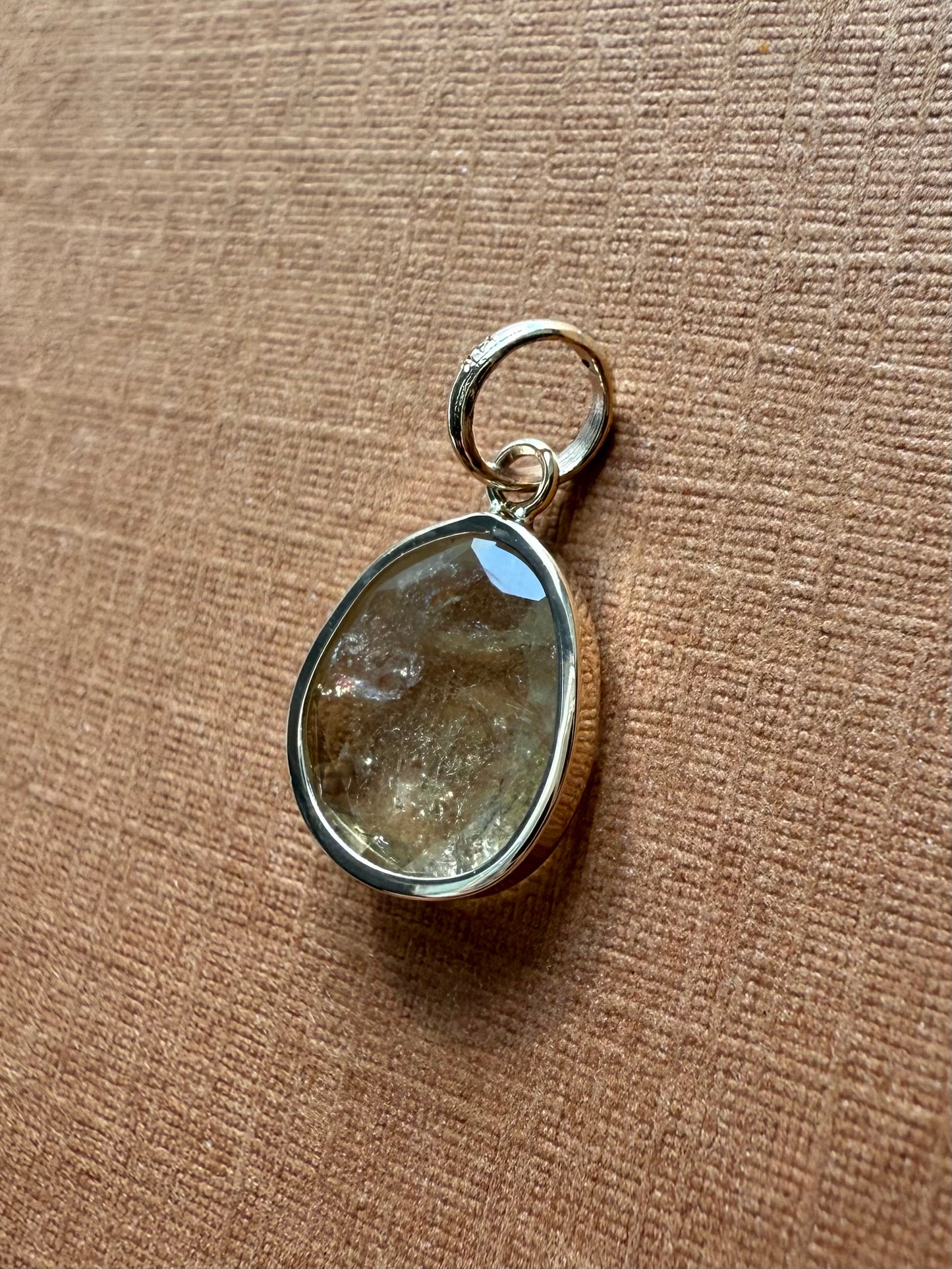 14k Solid Yellow Gold, Natural Yellow Tourmaline Mini Pendant