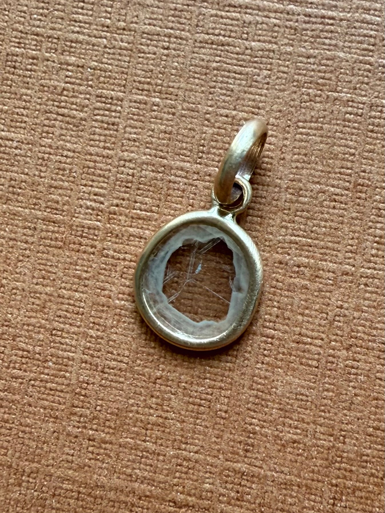 14k Solid Yellow Gold, Natural Diamond Slice Mini Pendant