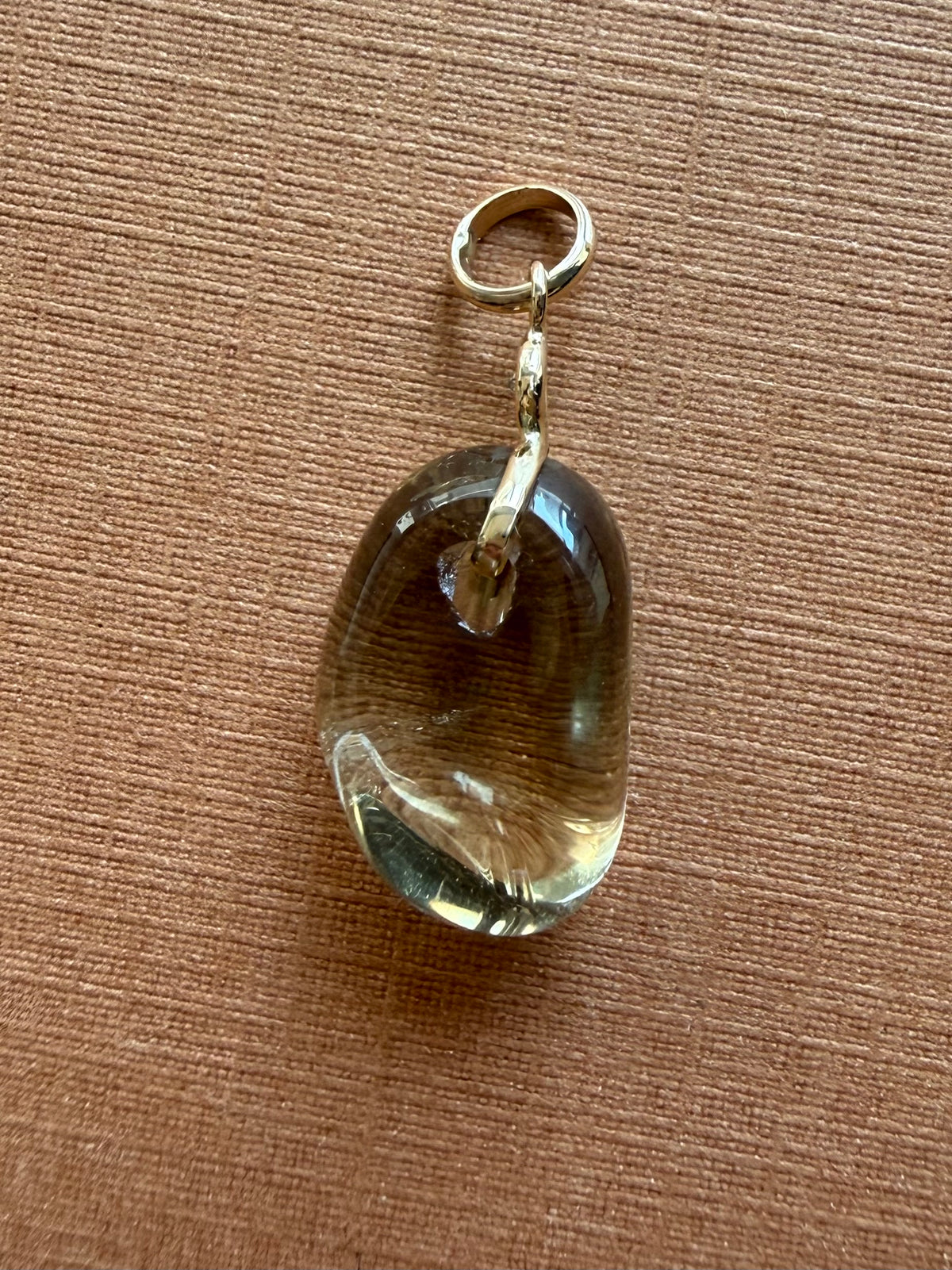 14k Solid Yellow Gold, Diamond, Lemon Quartz Tumbled Nugget Bead Pendant, Mini Size