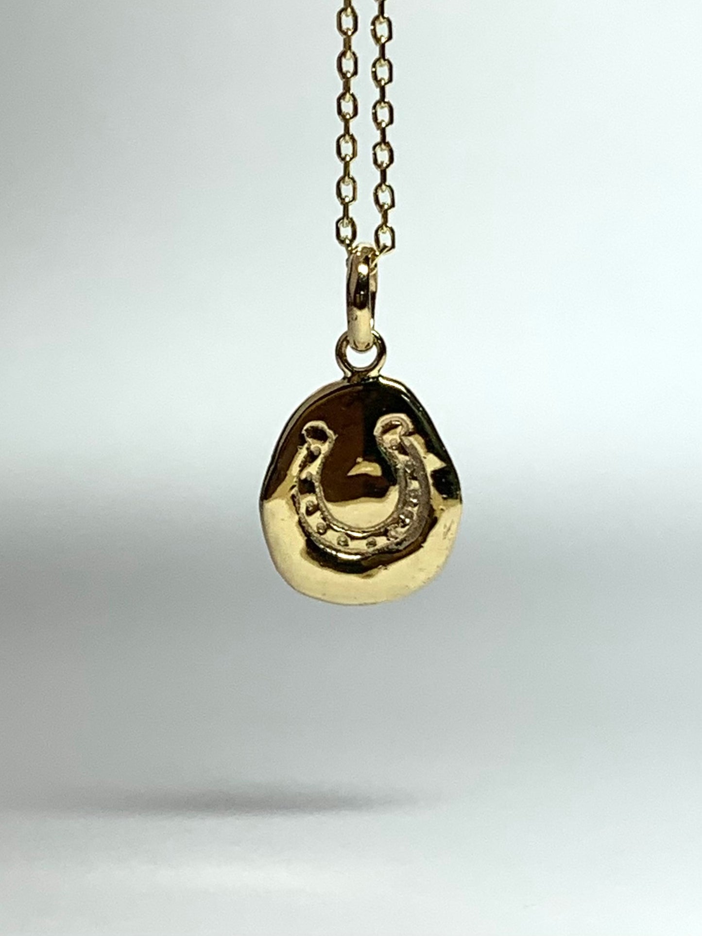 10k Solid Yellow Gold Nugget “Horseshoe” Mini Pendant, Tiny Charm
