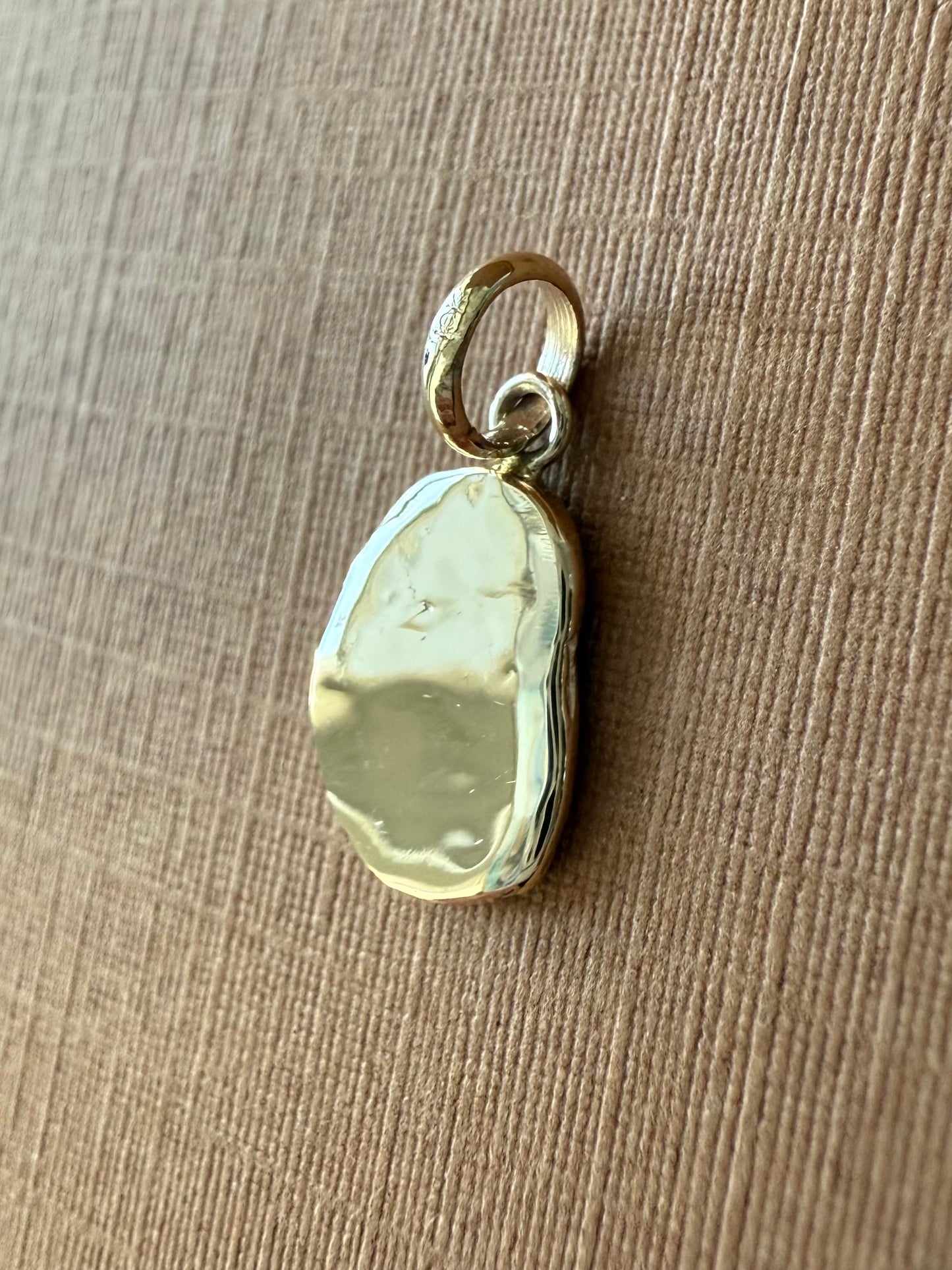 10k Solid Yellow Gold Plain Nugget Mini Pendant, Tiny Charm