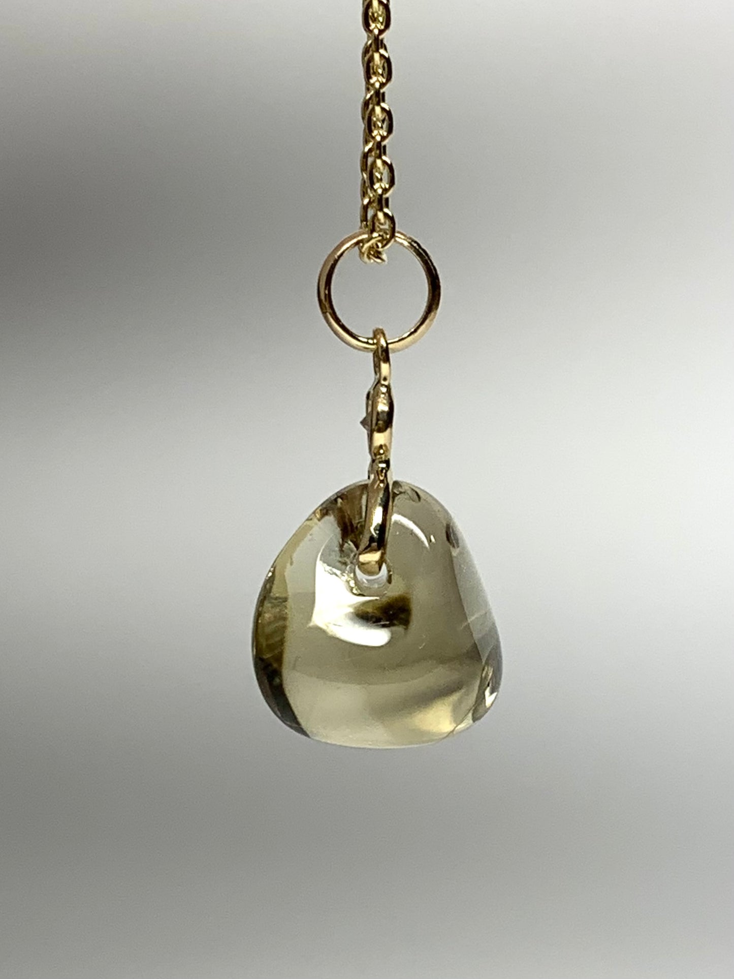 14k Solid Yellow Gold, Diamond, Lemon Quartz Tumbled Nugget Bead Pendant, Mini Size