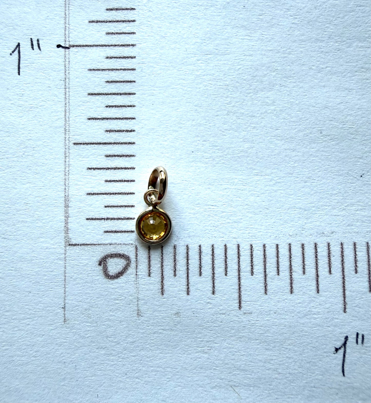 14k Solid Yellow Gold, Yellow Sapphire Tiny Charm, 0.15ct, Accent Pendant