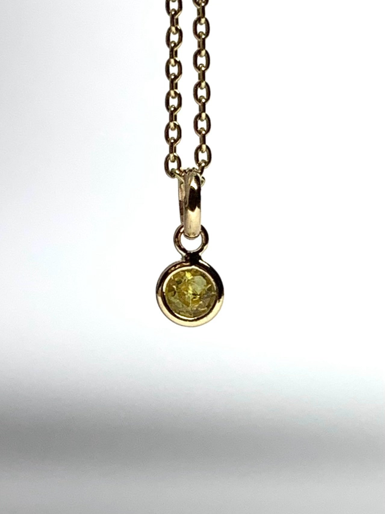 14k Solid Yellow Gold, Yellow Sapphire Tiny Charm, 0.15ct, Accent Pendant