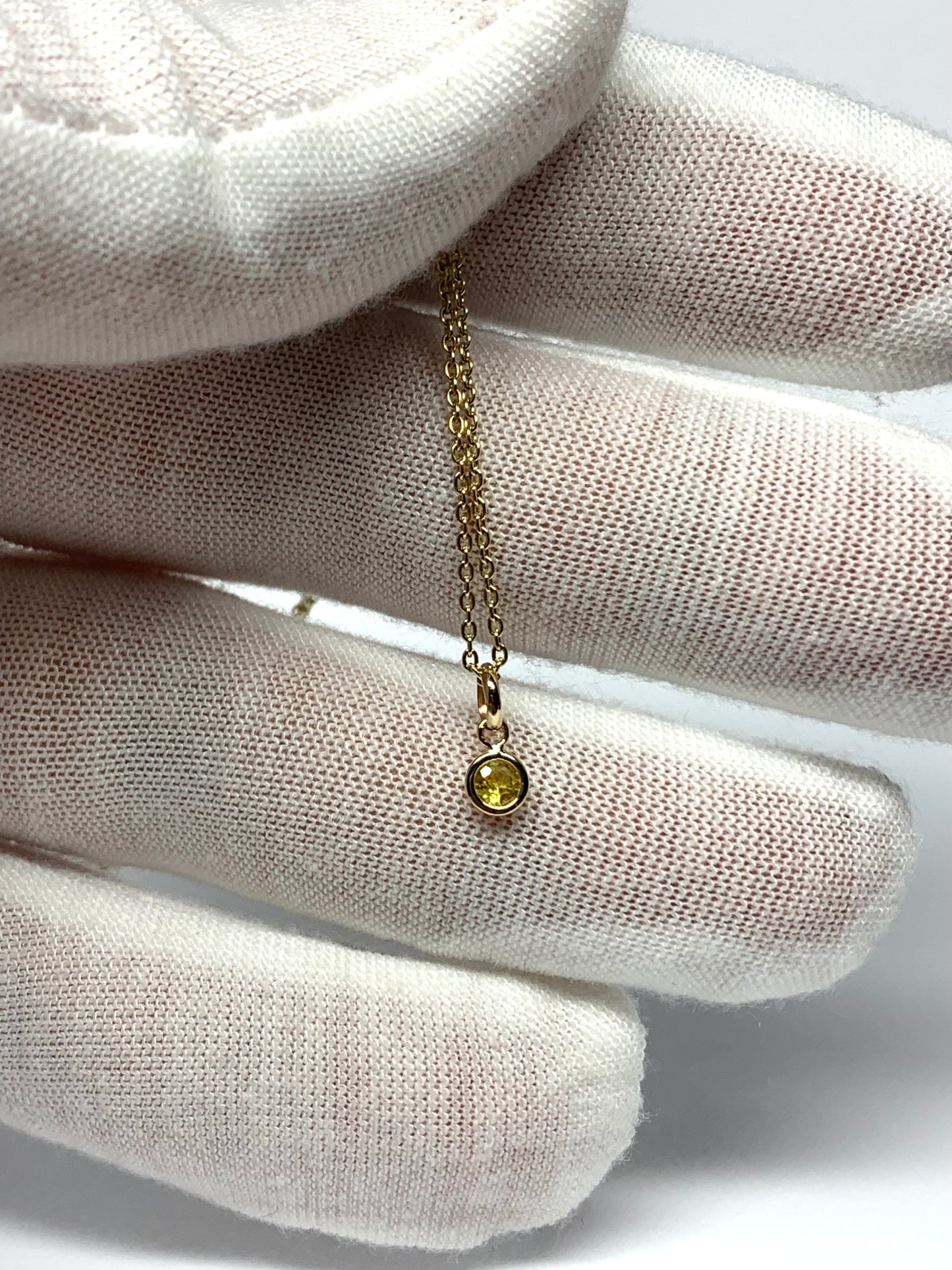 14k Solid Yellow Gold, Yellow Sapphire Tiny Charm, 0.15ct, Accent Pendant