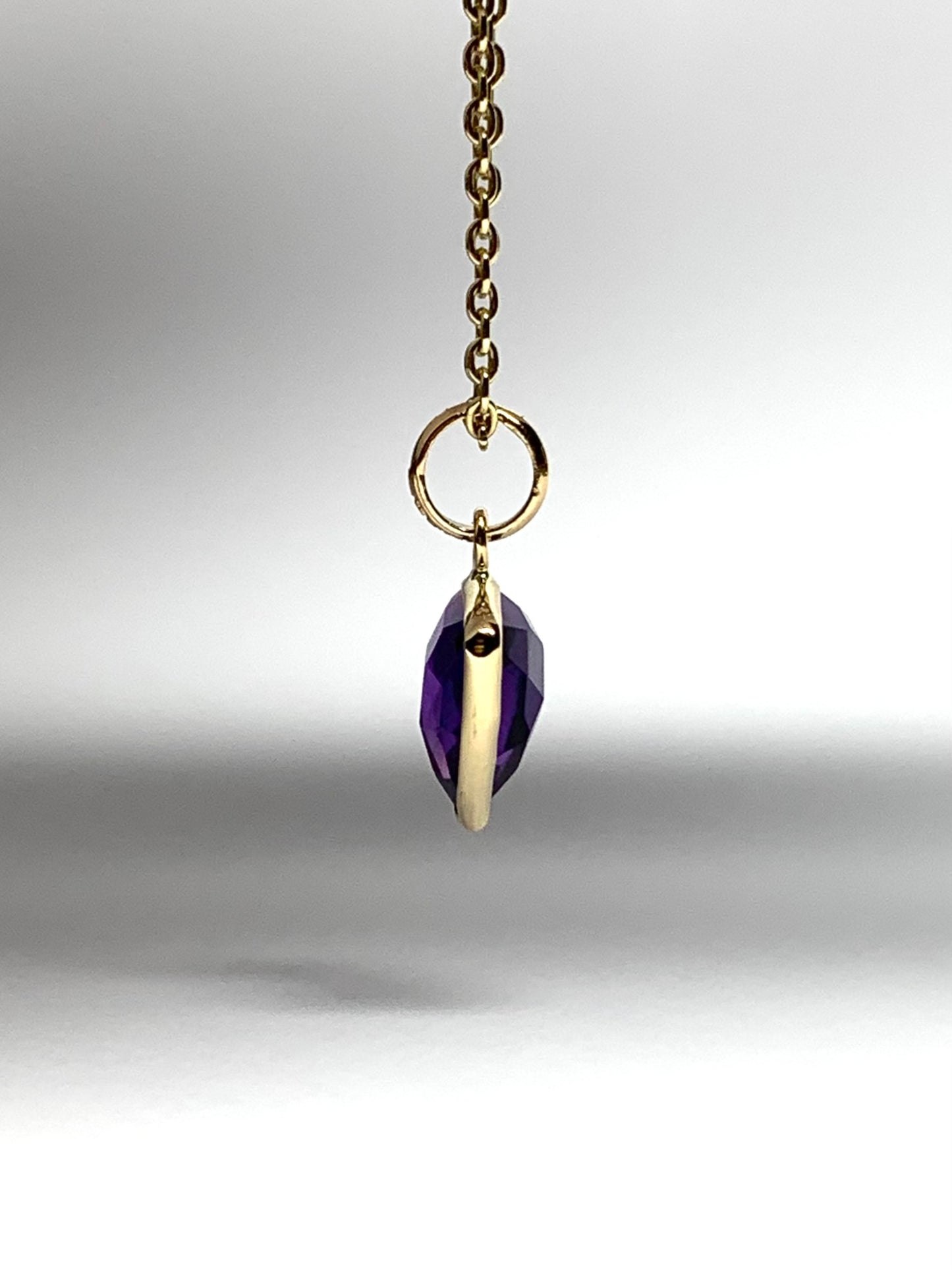 14k Solid Yellow Gold, Purple Amethyst Trillium Mini Pendant