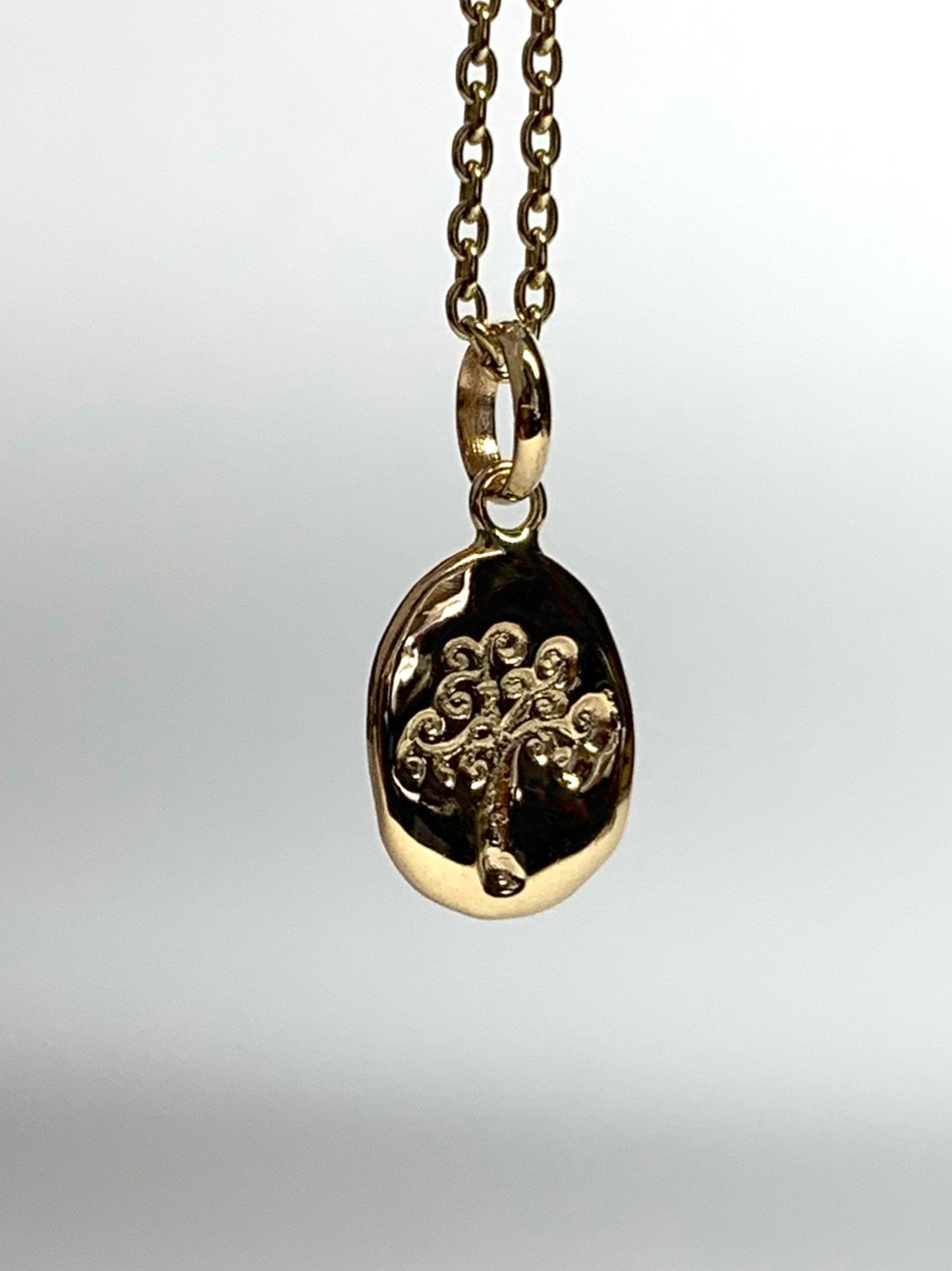 14K Solid Yellow Gold Nugget Mini Pendant, “Tree of Life”, Charm