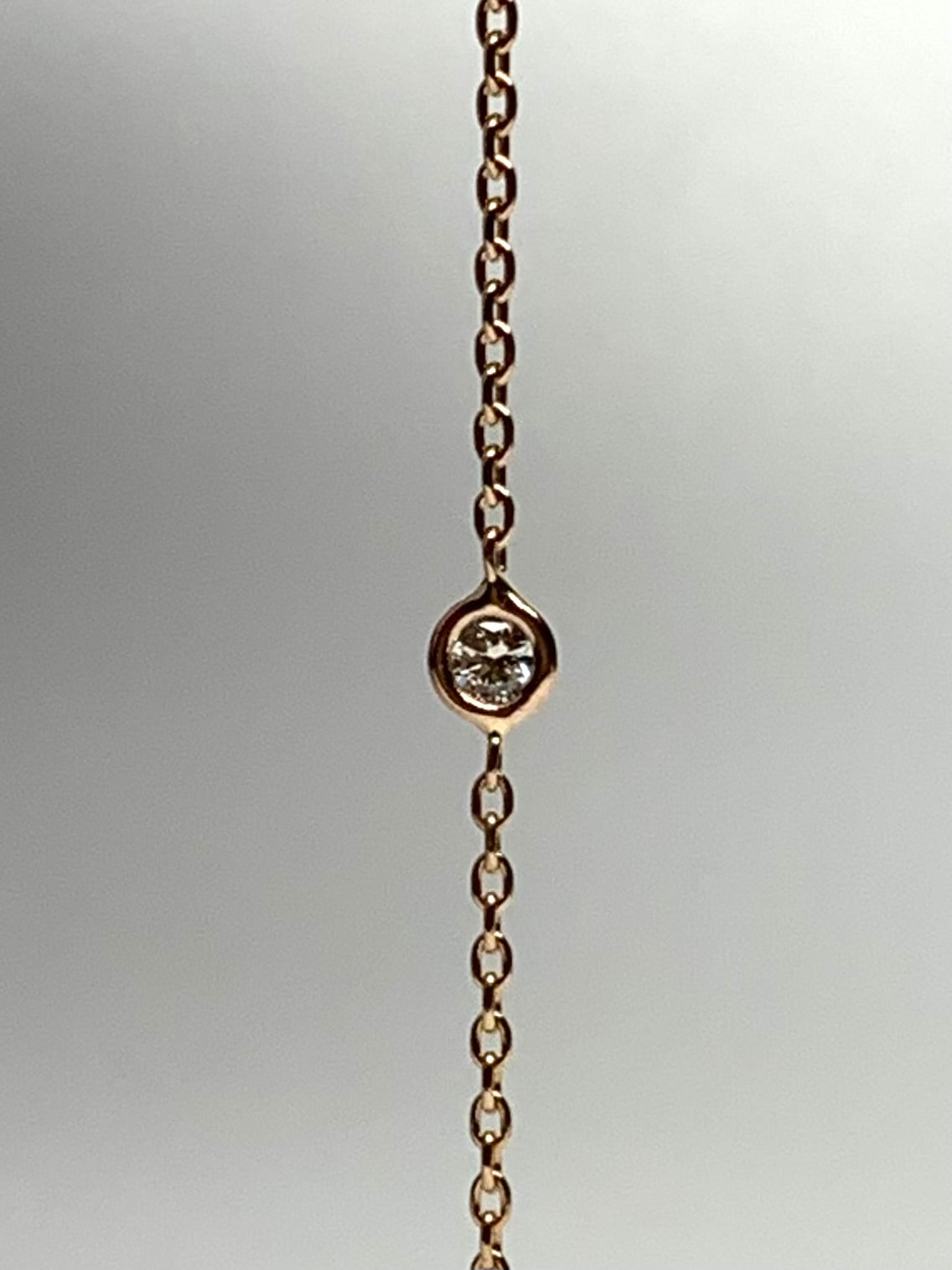 14K Solid Rose Gold, White Diamond Single Stone Chain Bracelet