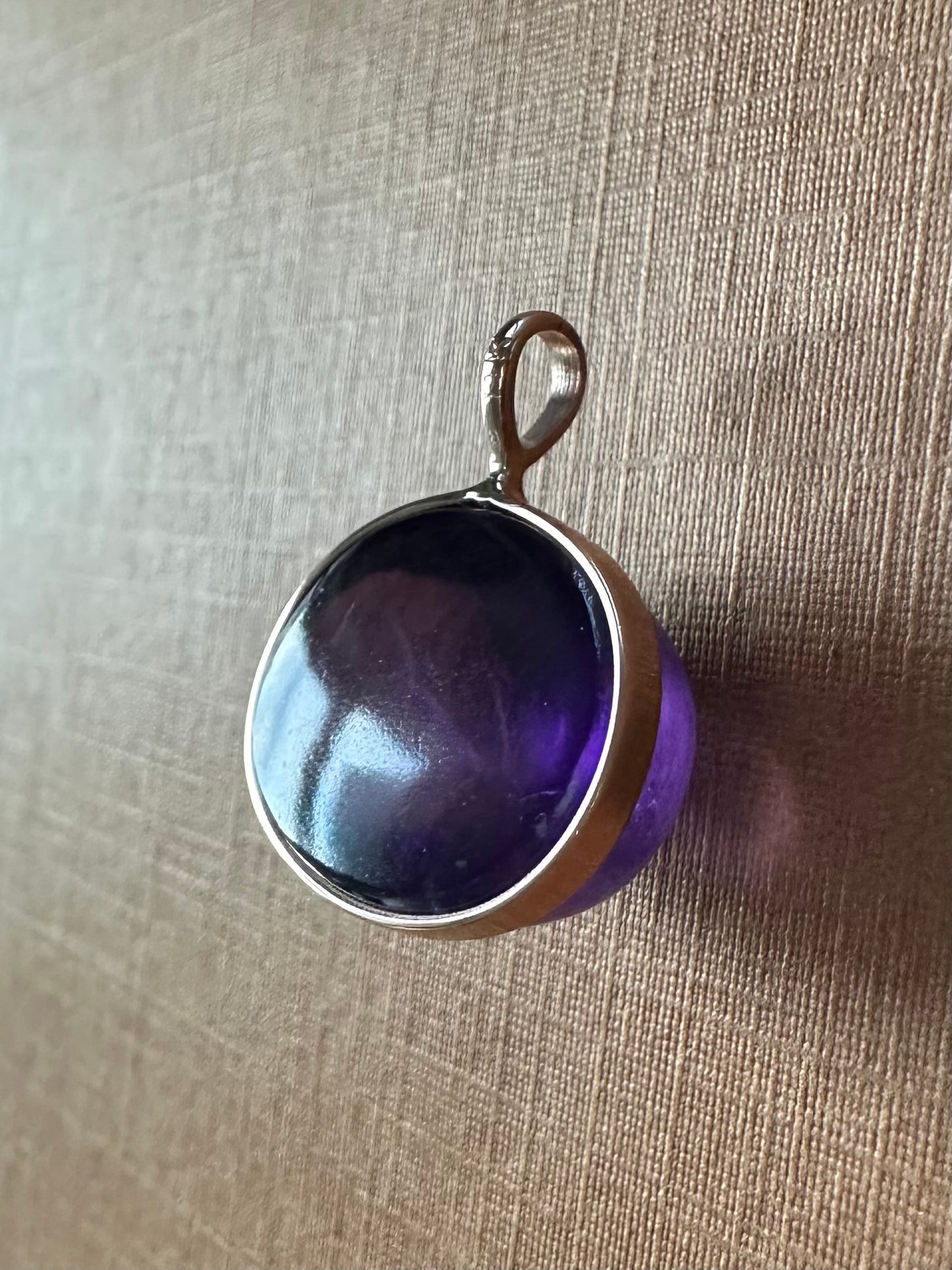 14k Solid Rose Gold, Purple Amethyst Oval Cabochon Pendant, Small Size