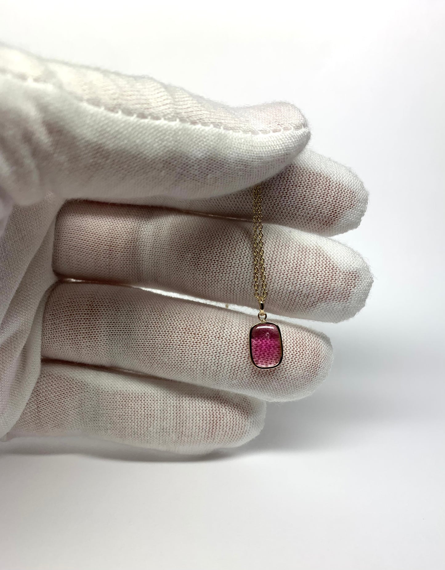 14k Solid Yellow Gold, Natural Pink Tourmaline Mini Pendant