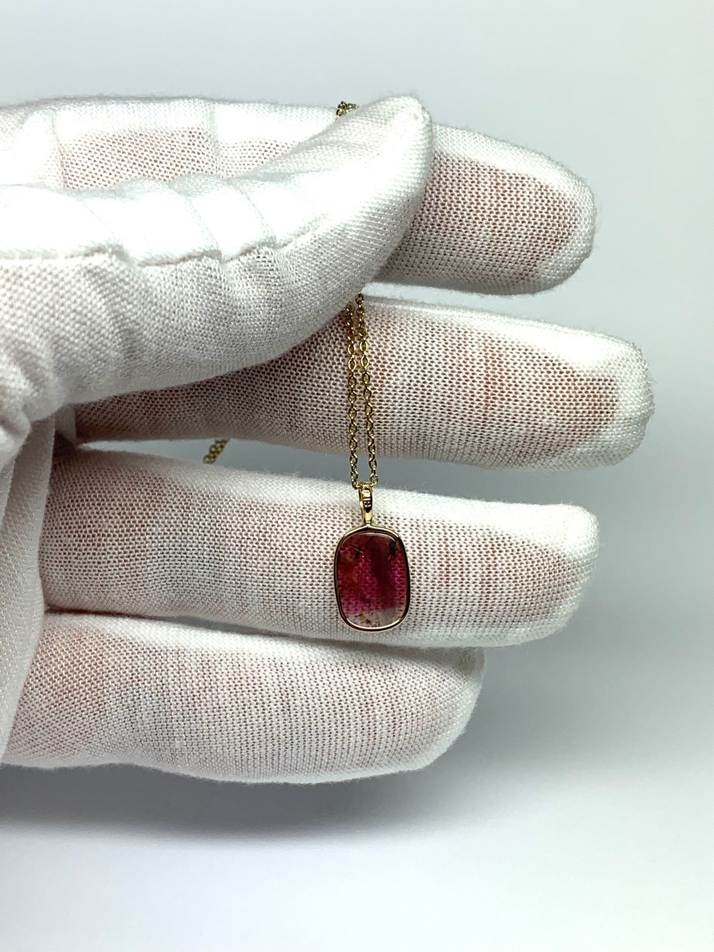 14k Solid Yellow Gold, Natural Pink Tourmaline Pendant