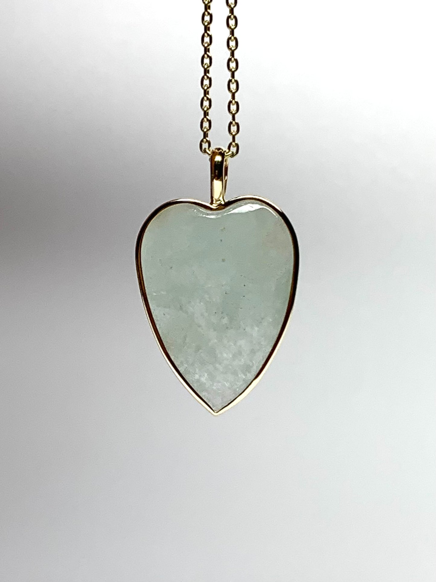 14k Solid Yellow Gold, Pale Blue Aquamarine “Heart” Pendant