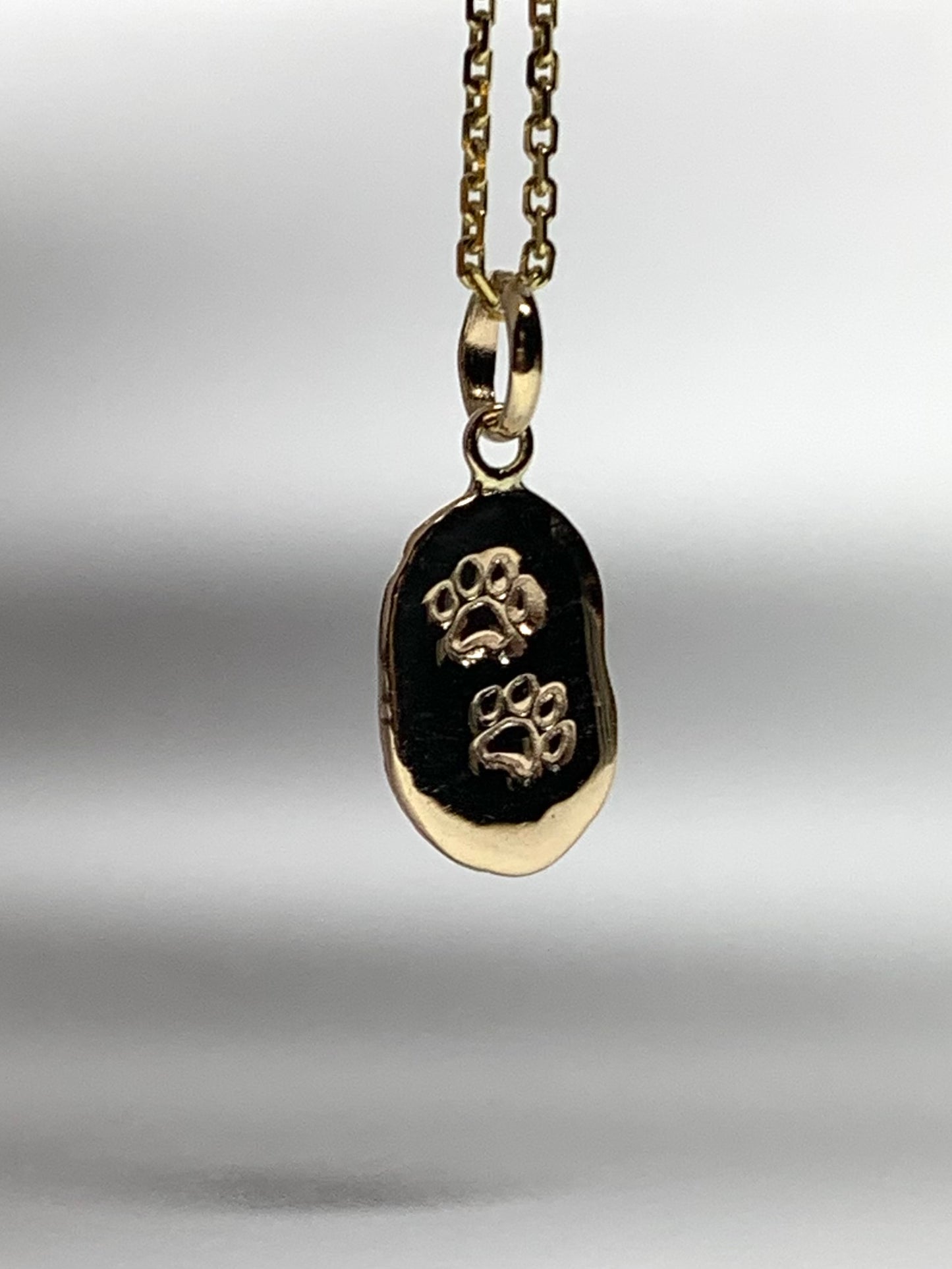 10k Solid Yellow Gold Nugget “Paws” Mini Pendant, Tiny Charm