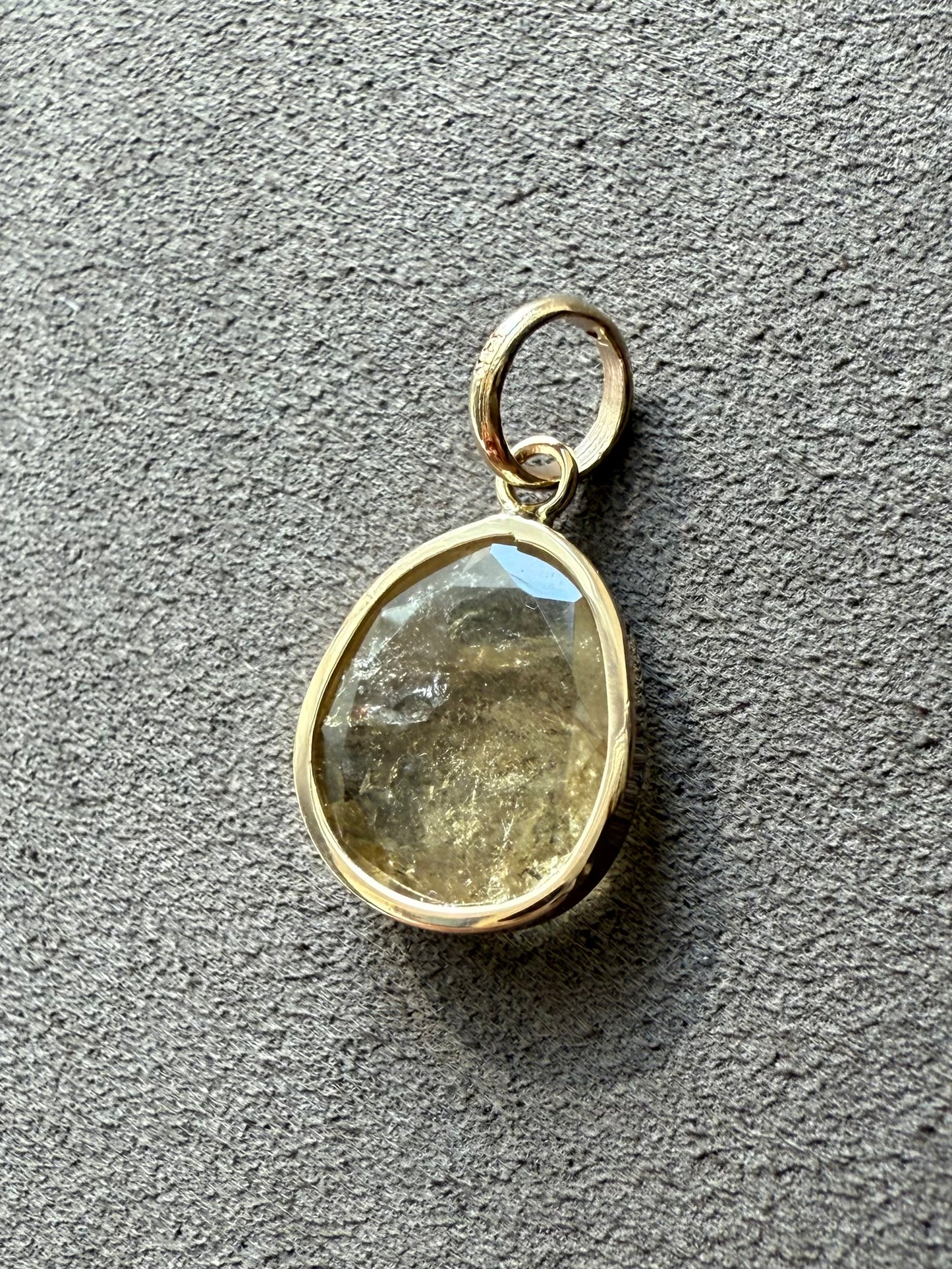 14k Solid Yellow Gold, Natural Yellow Tourmaline Mini Pendant