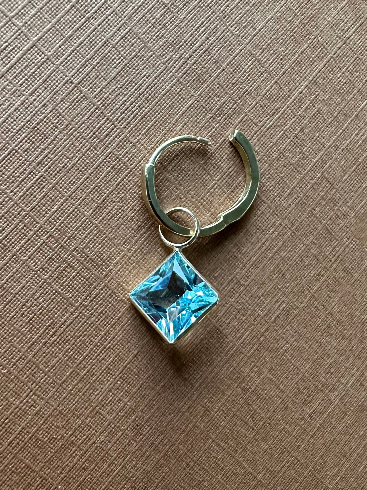 Clearance! 10k Solid Yellow Gold, Blue Topaz Mini Earring Charms, Princess Cut