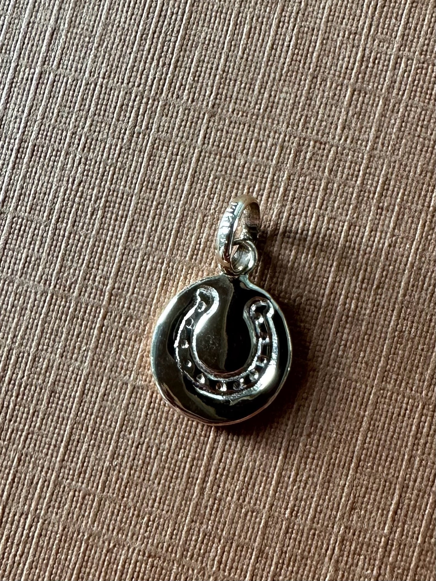 14k Solid Yellow Gold Nugget “Horseshoe” Mini Pendant, Tiny Charm