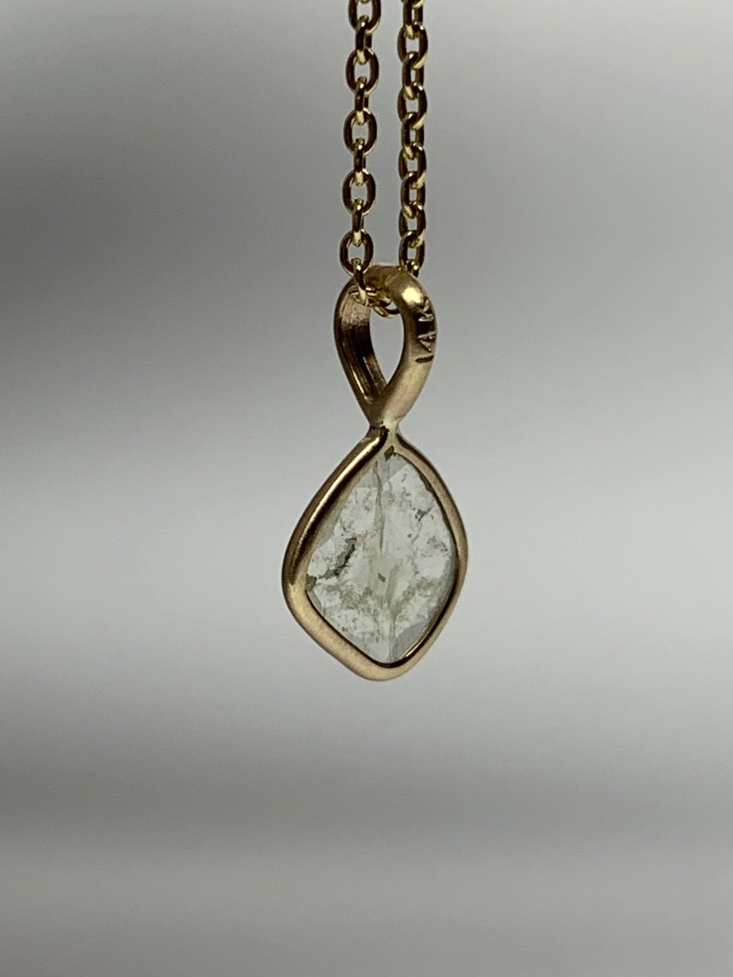 14k Solid Yellow Gold, Natural Diamond Slice Mini Pendant