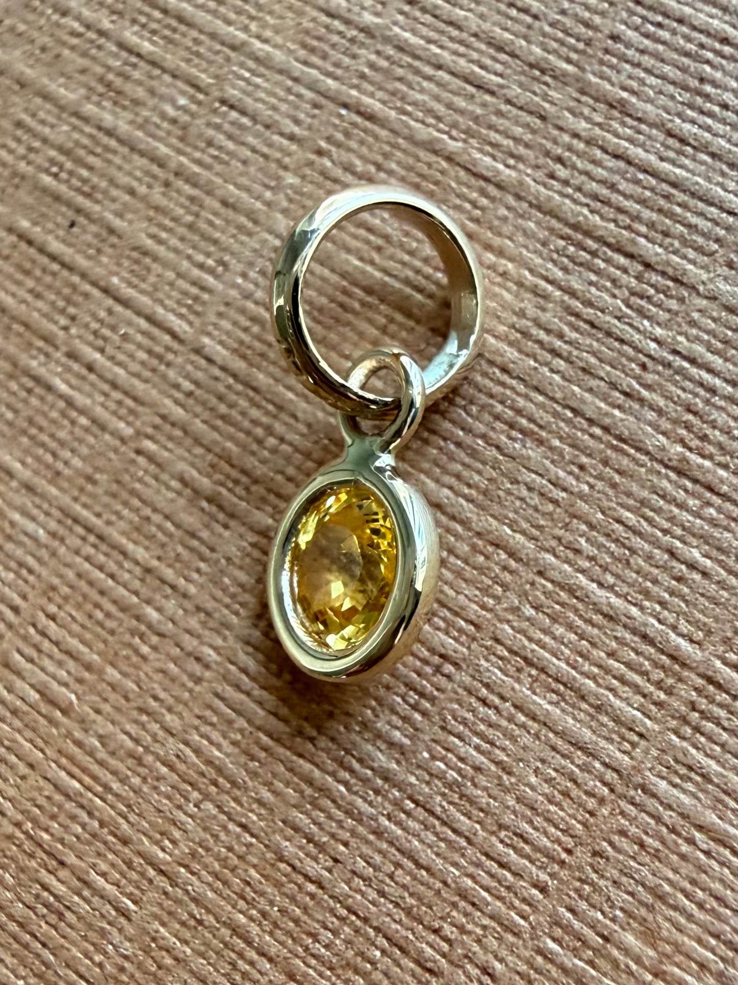 14k Solid Yellow Gold, Yellow Sapphire Tiny Charm, 0.15ct, Accent Pendant