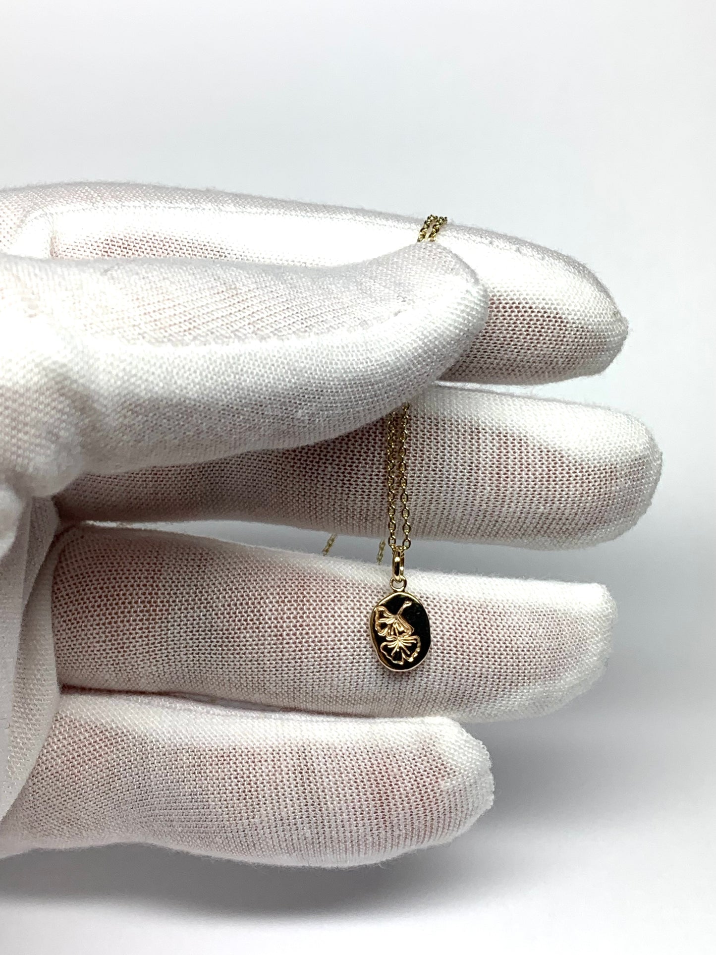 14K Solid Yellow Gold Nugget “Ginkgo” Mini Pendant, Tiny Charm