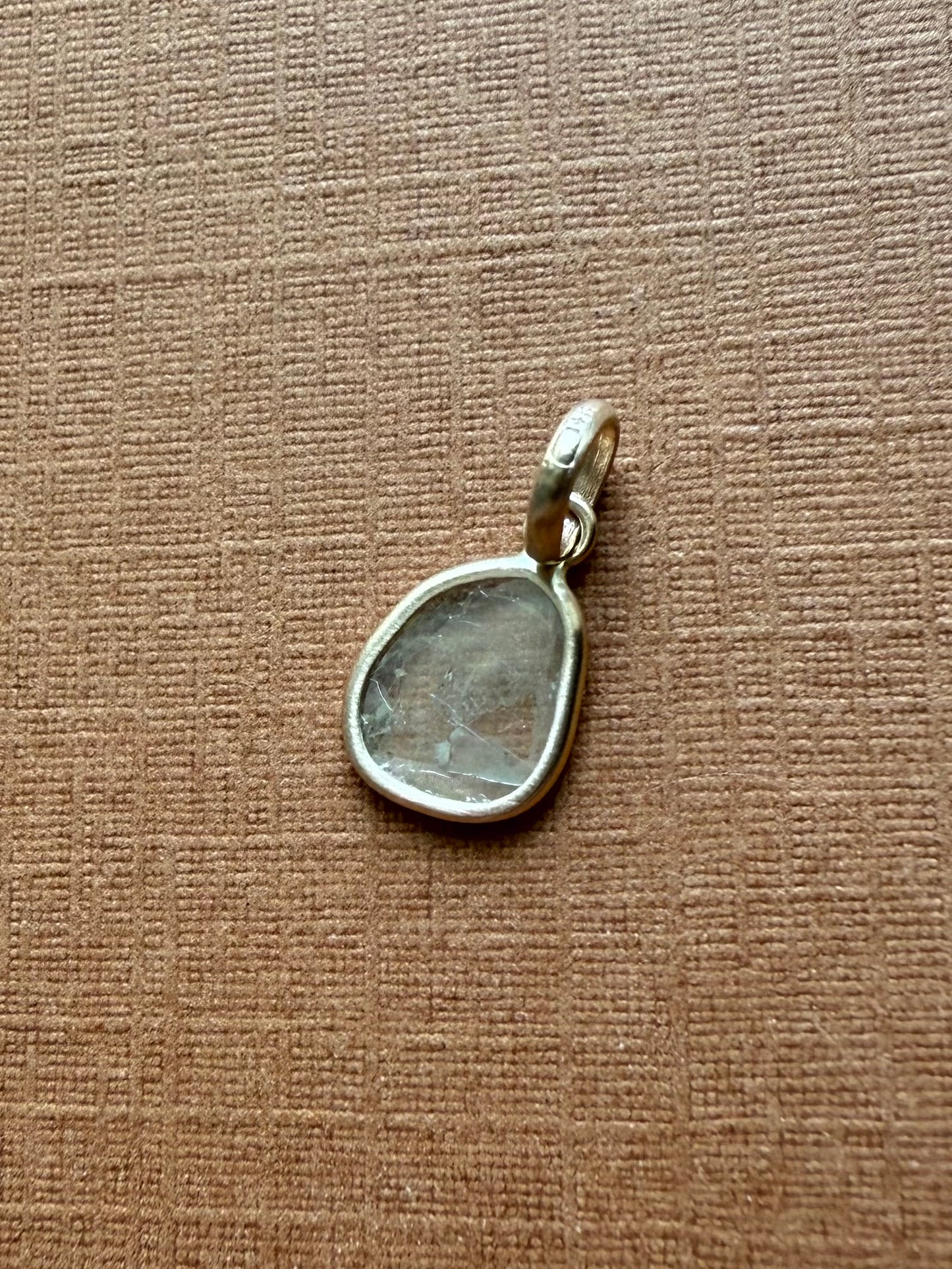 14k Solid Yellow Gold, Natural Diamond Slice Mini Pendant