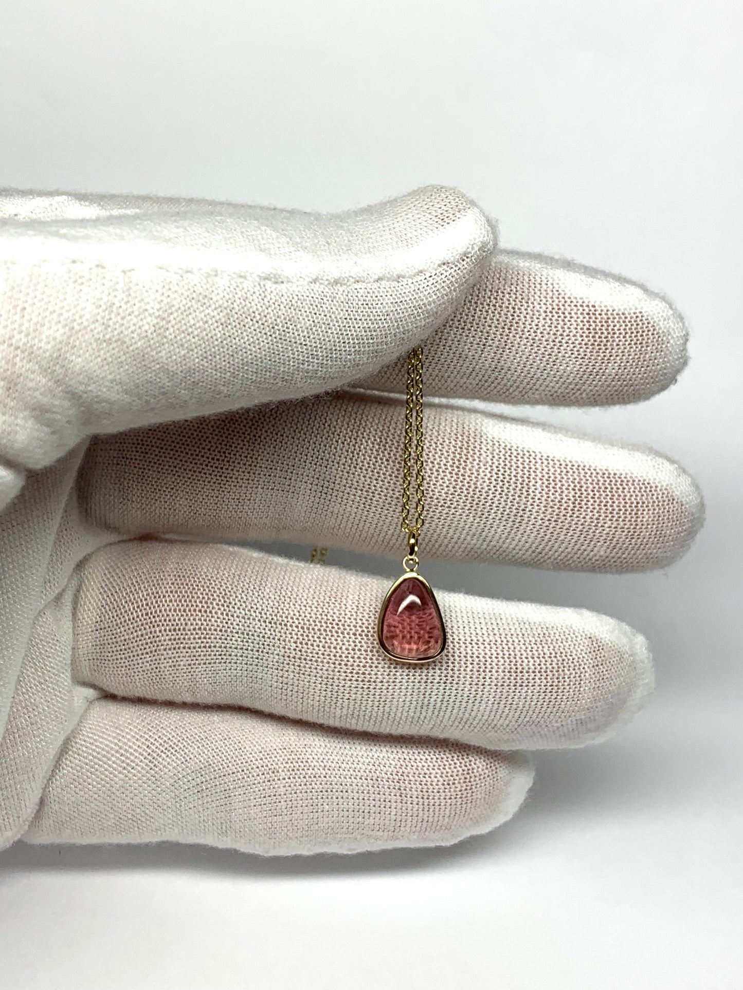 14k Solid Yellow Gold, Natural Pink Tourmaline Mini Pendant