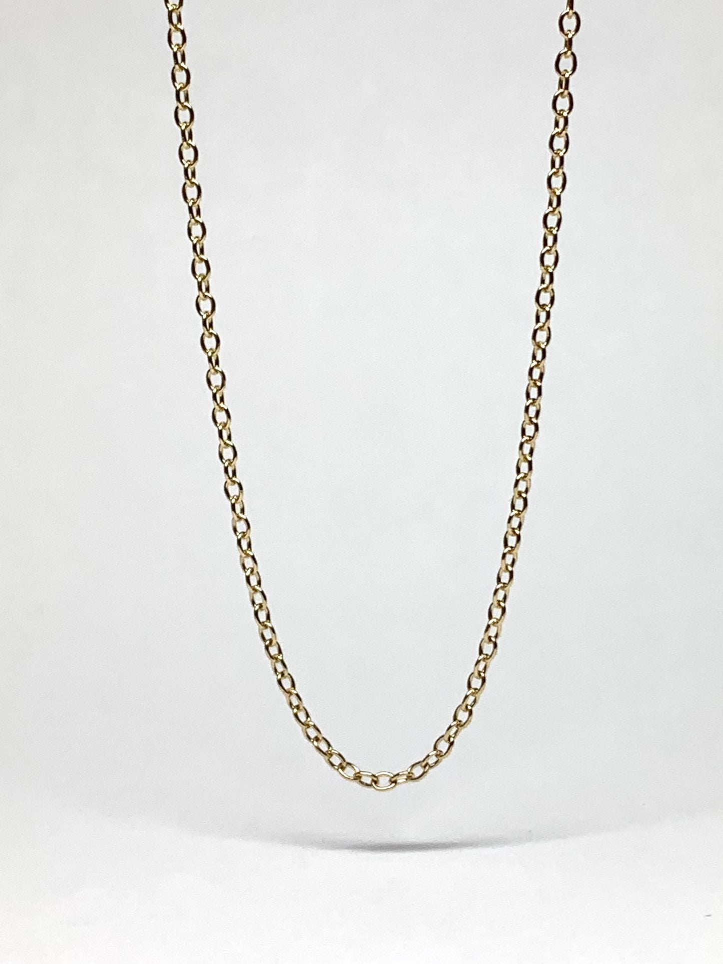 14k Solid Yellow Gold Chain, Pendant Chain, Cable Style 18”