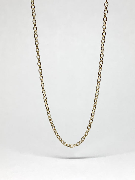 14k Solid Yellow Gold Chain, Pendant Chain, Cable Style 18”